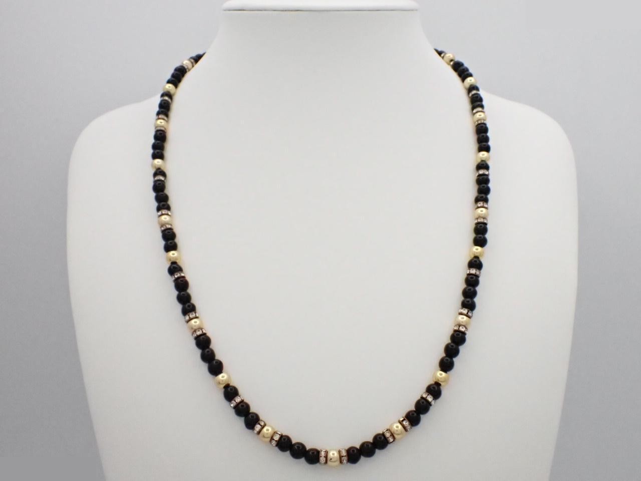 Rhinestone Gold Black Necklace — view 3