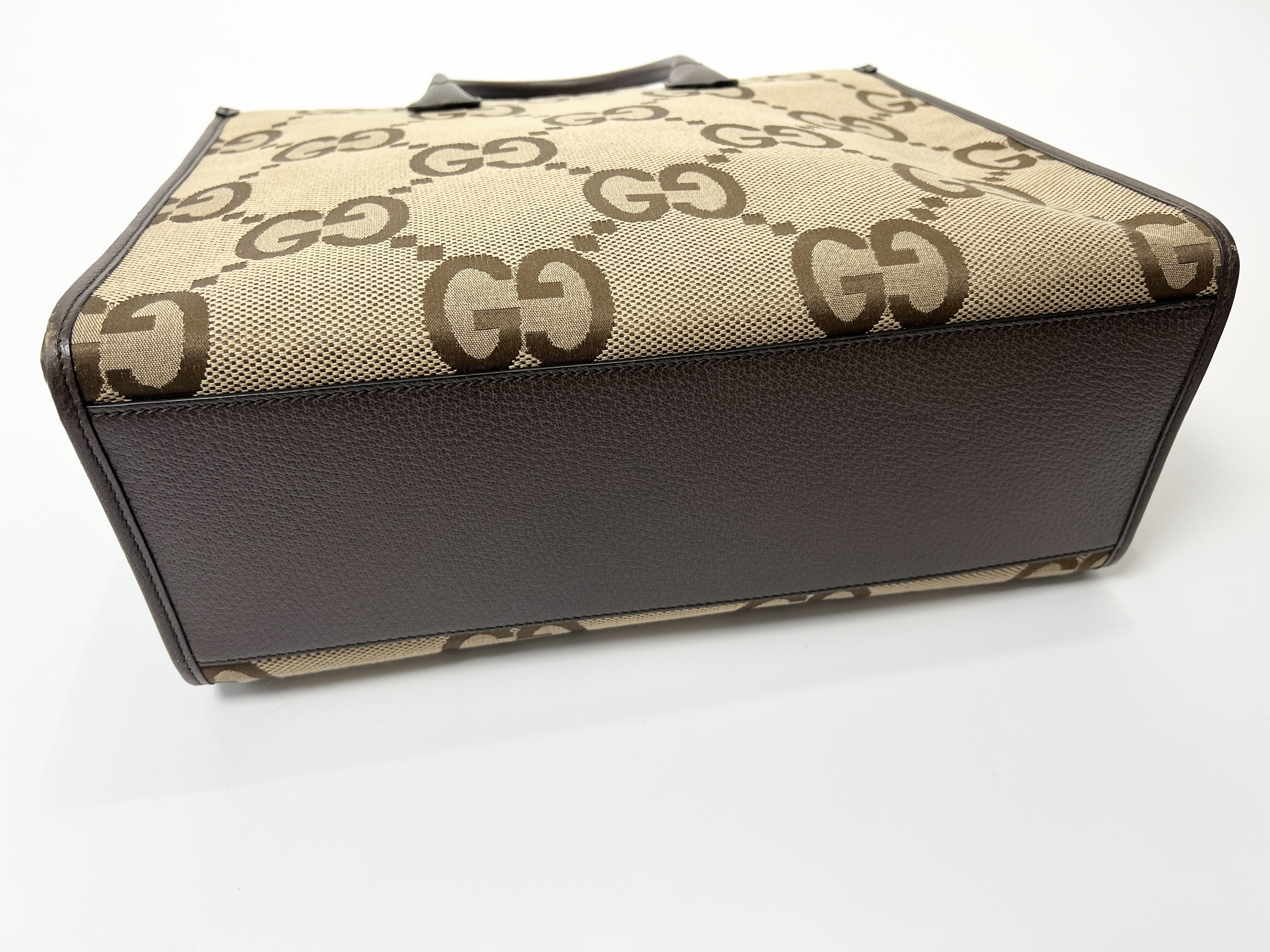 Jumbo GG Canvas Leather 2-Way Tote Bag/Shoulder Bag (Sherry Line) — view 13