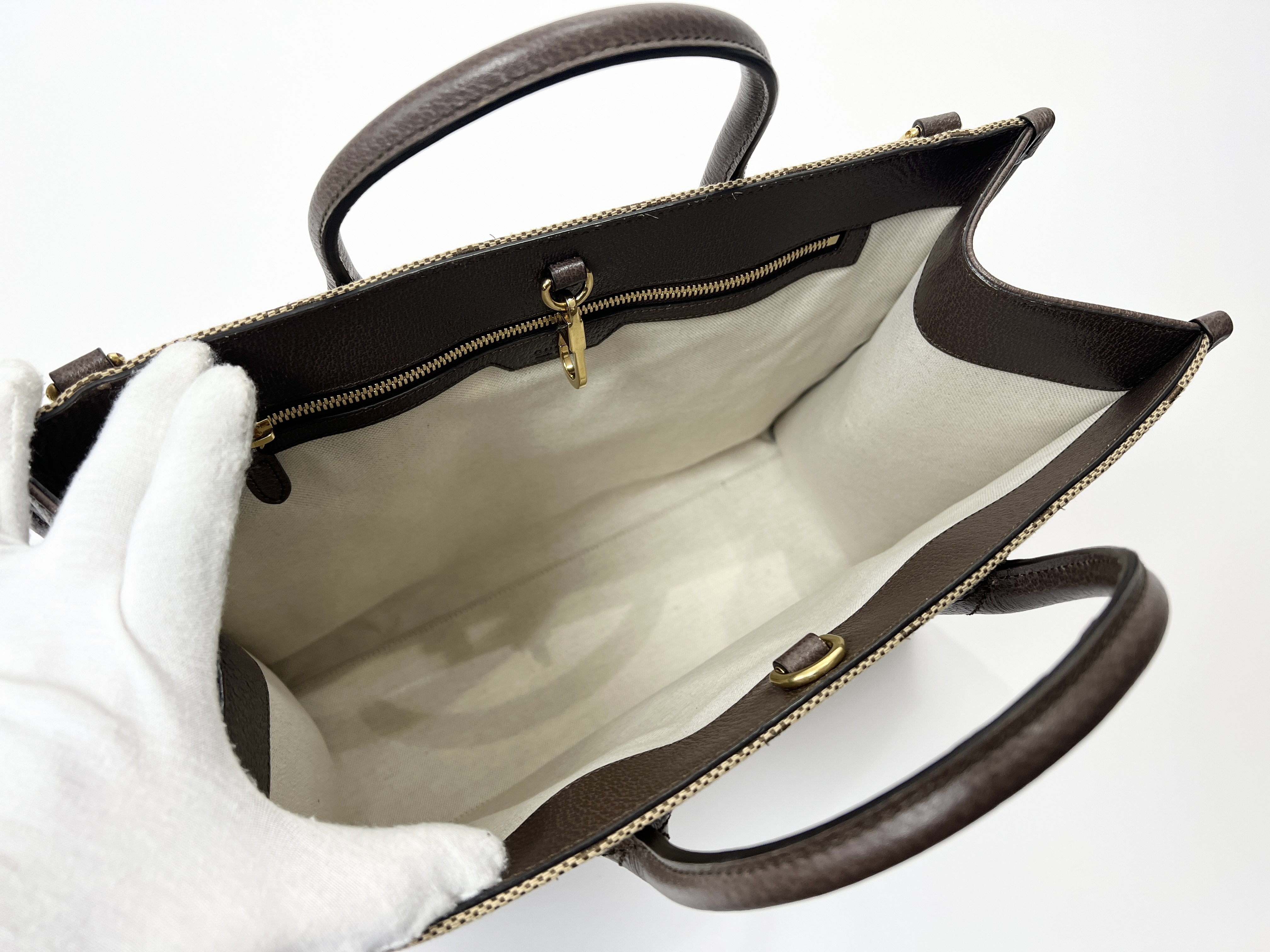 Jumbo GG Canvas Leather 2-Way Tote Bag/Shoulder Bag (Sherry Line) — view 5