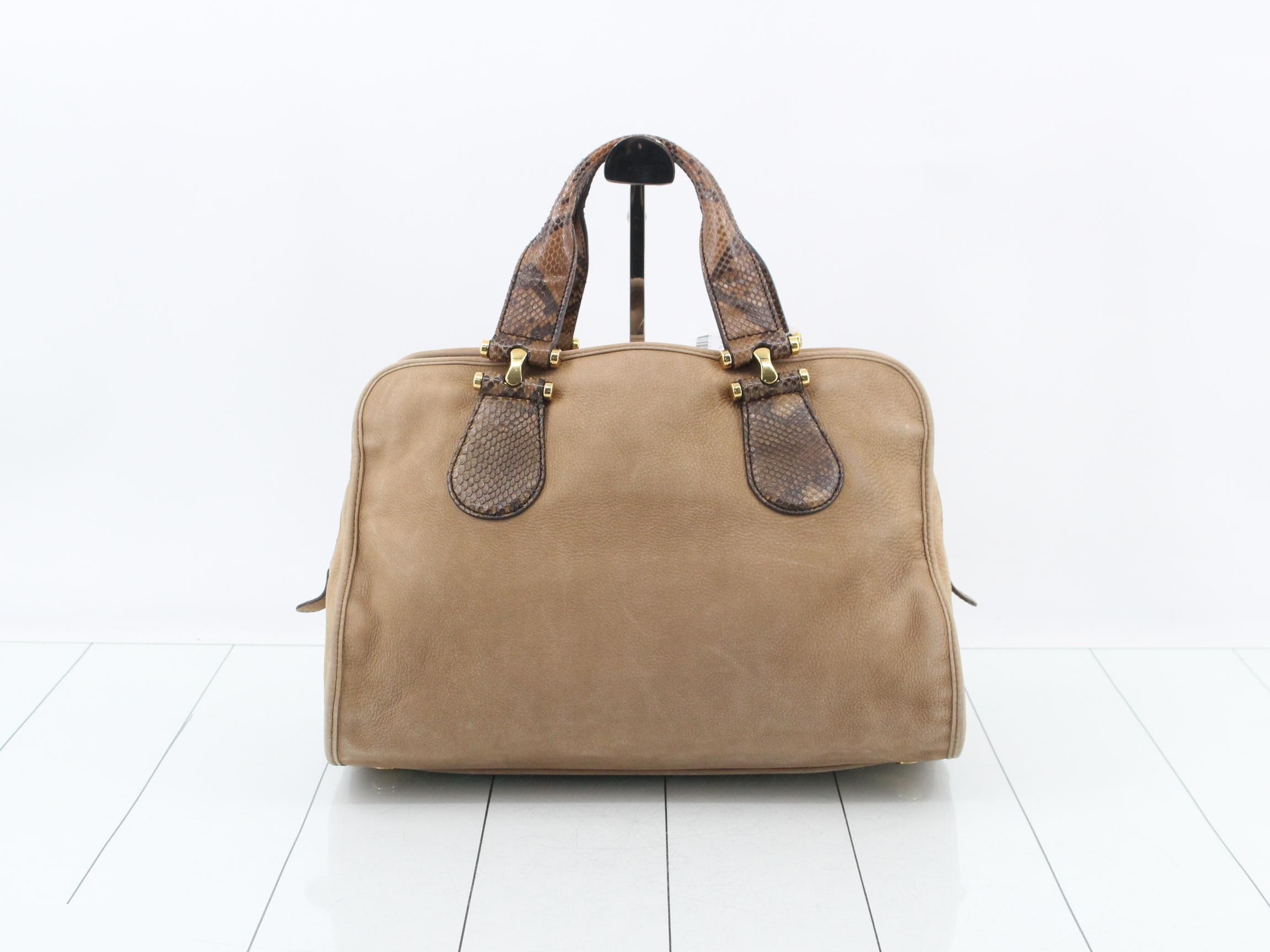 Python Leather Nubuck Handbag Boston Bag — view 2