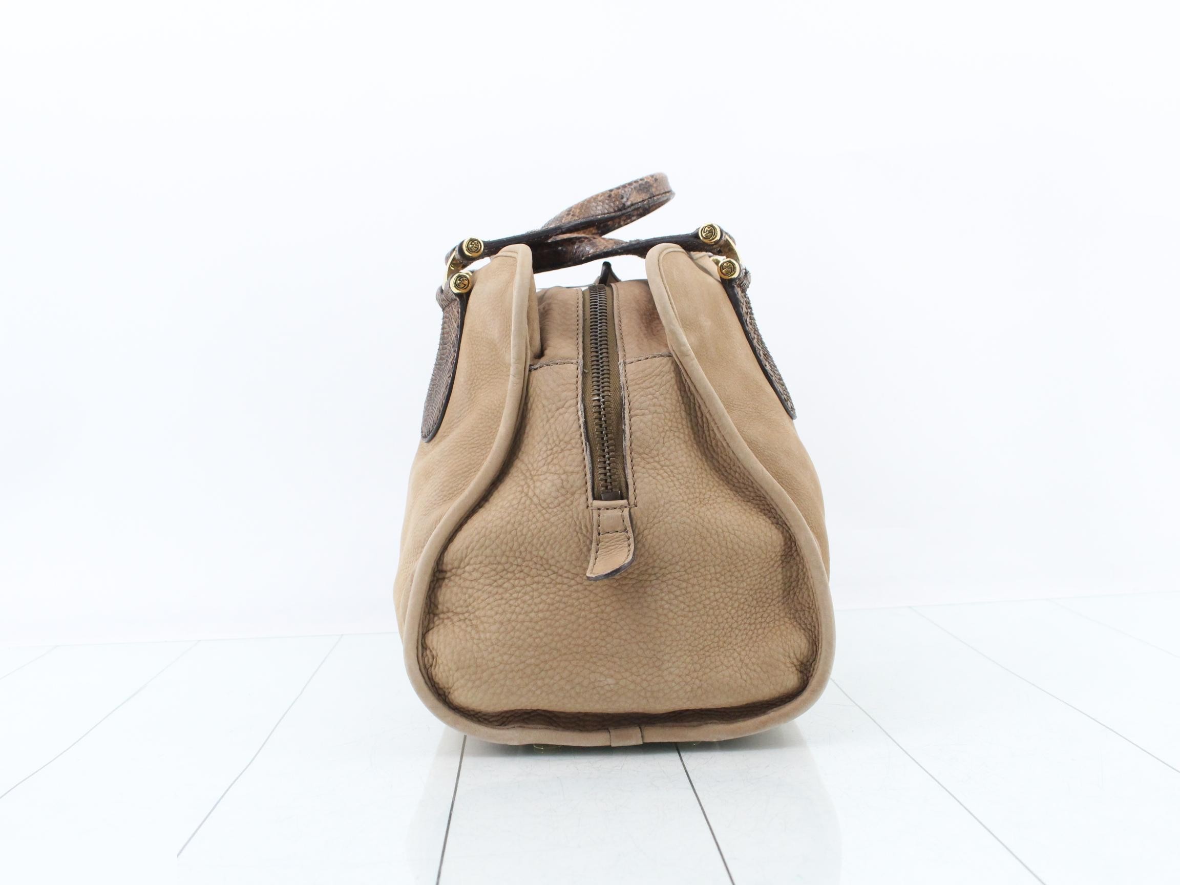 Python Leather Nubuck Handbag Boston Bag — view 3