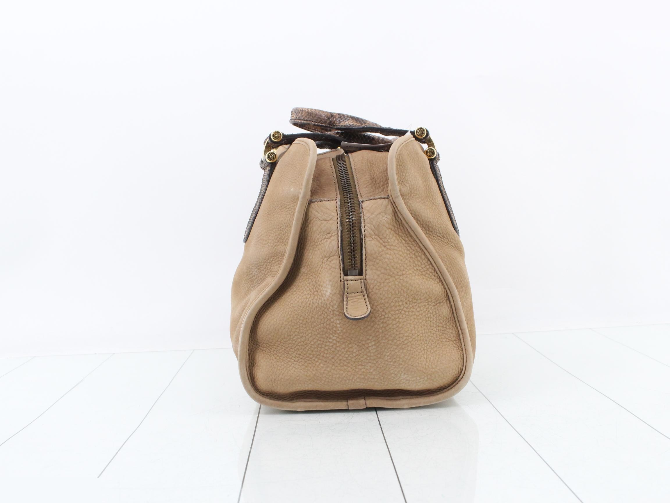 Python Leather Nubuck Handbag Boston Bag — view 4