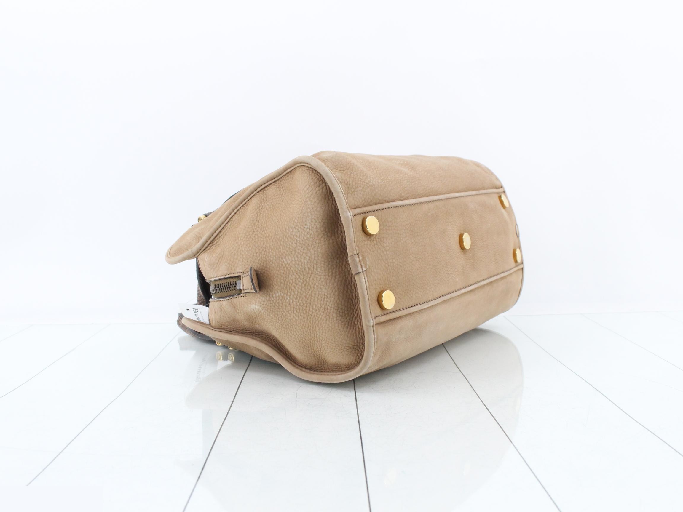 Python Leather Nubuck Handbag Boston Bag — view 5