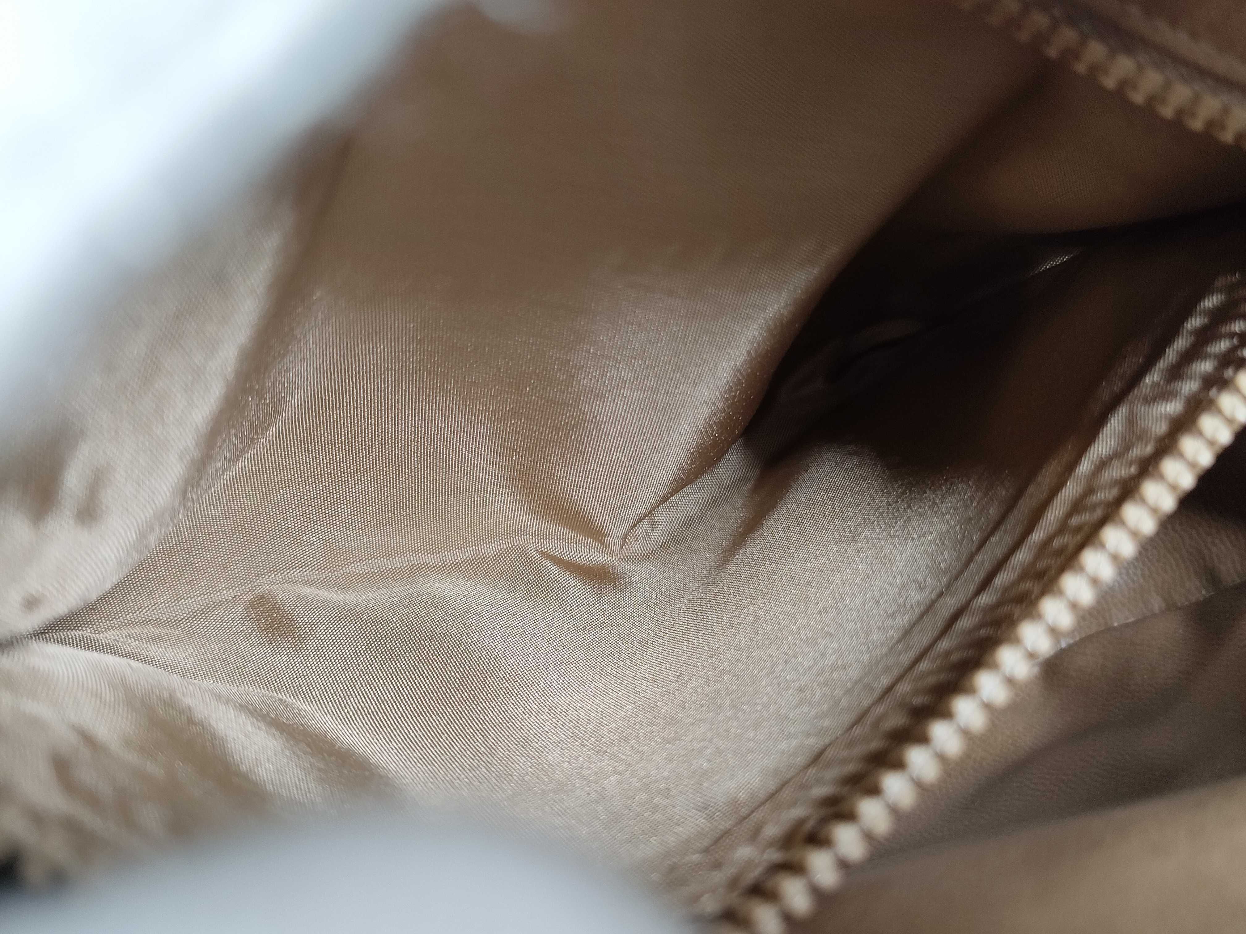 Leather Shoulder Bag, White x Brown — view 11