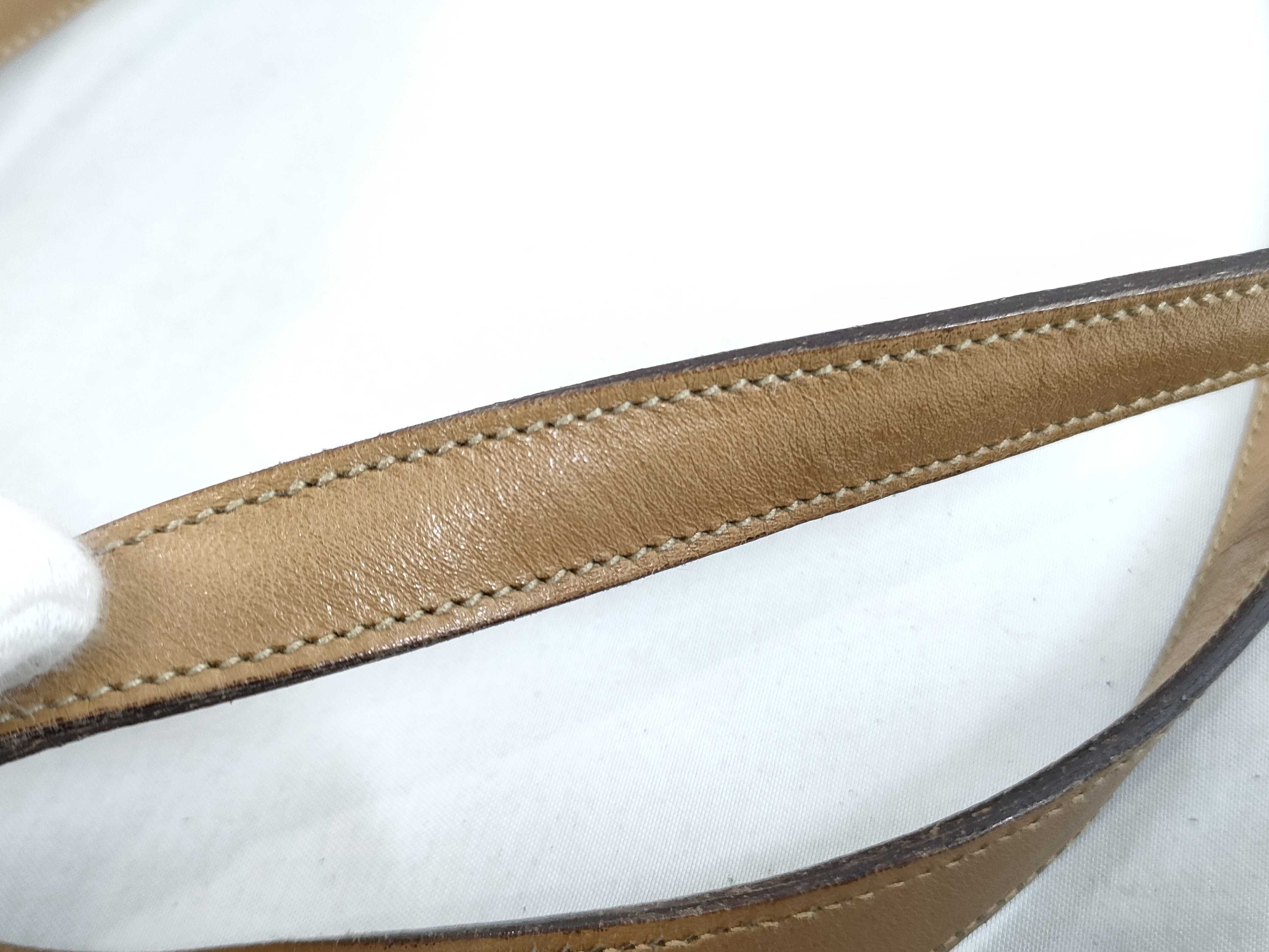 Leather Shoulder Bag, White x Brown — view 4