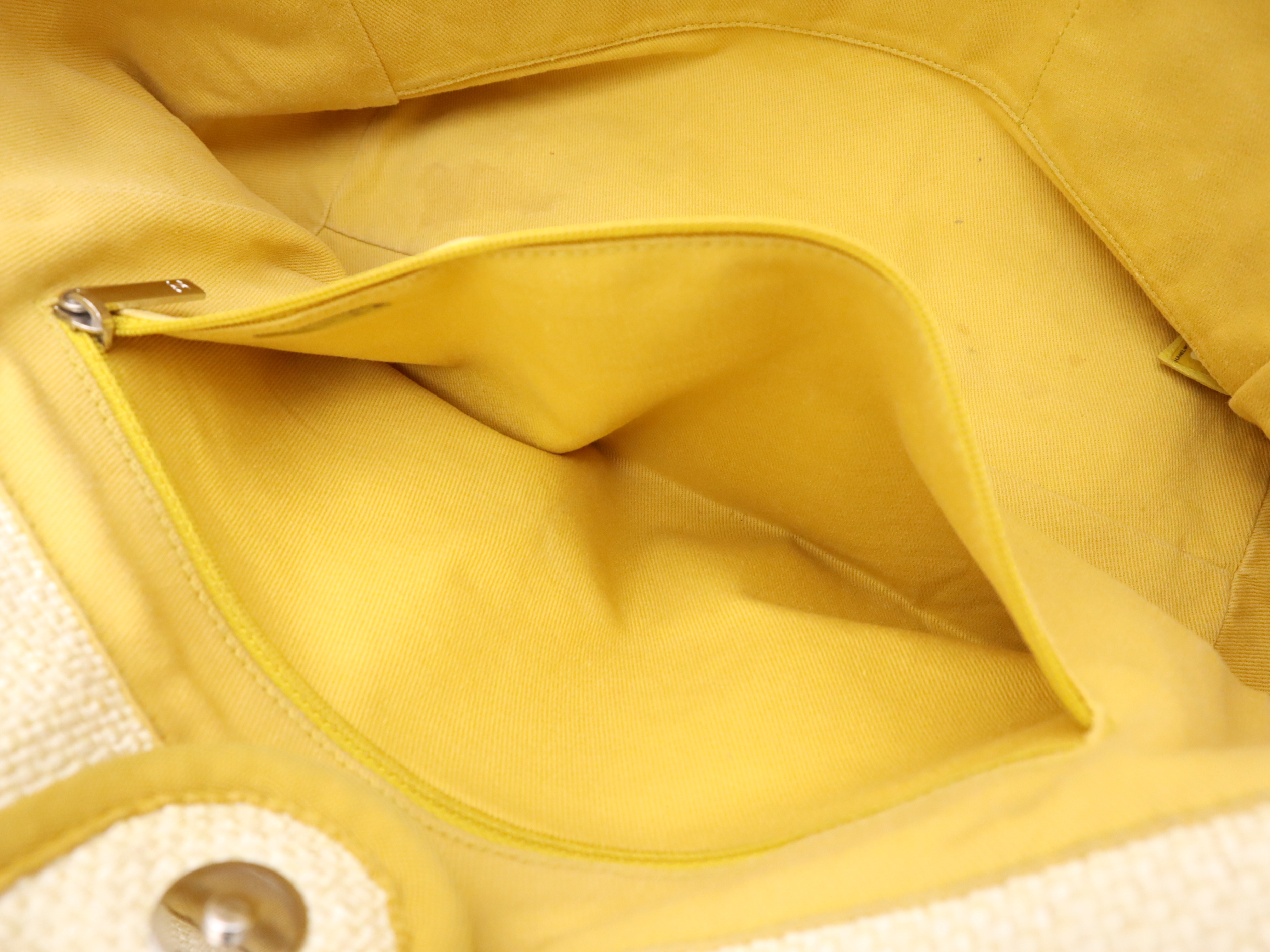 Straw/Leather Deauville MM Chain Shoulder Bag, Beige/Yellow, Silver Hardware, with Seal. — view 12