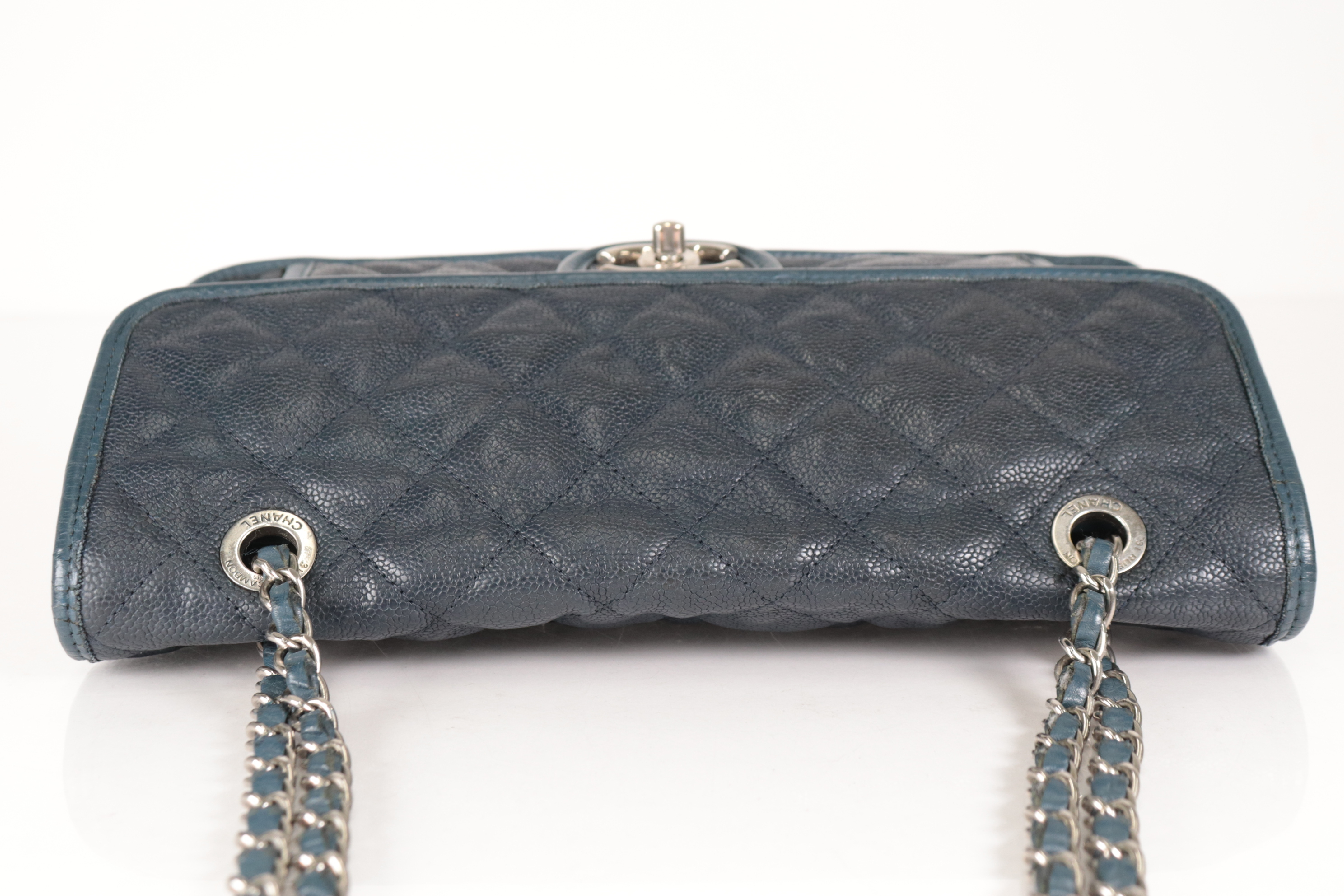 Caviar Chain Shoulder Bag, Navy, Silver Hardware, Serial Number 15 Series — view 6