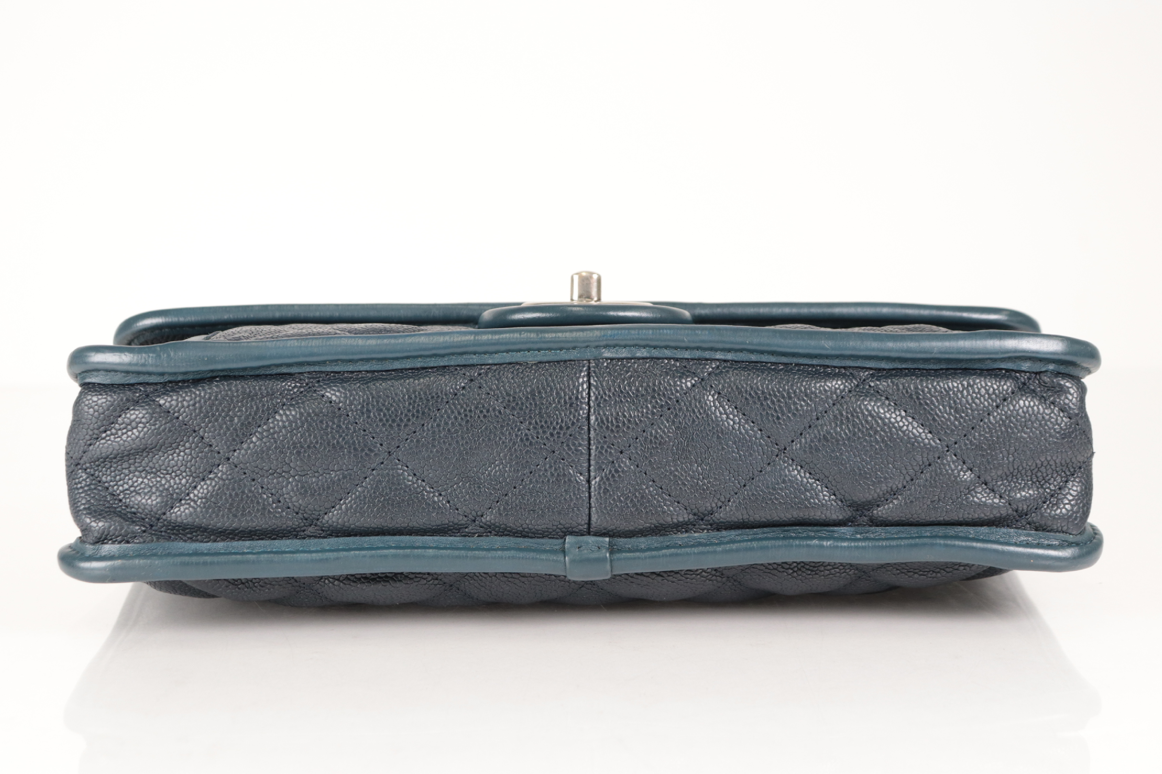 Caviar Chain Shoulder Bag, Navy, Silver Hardware, Serial Number 15 Series — view 7