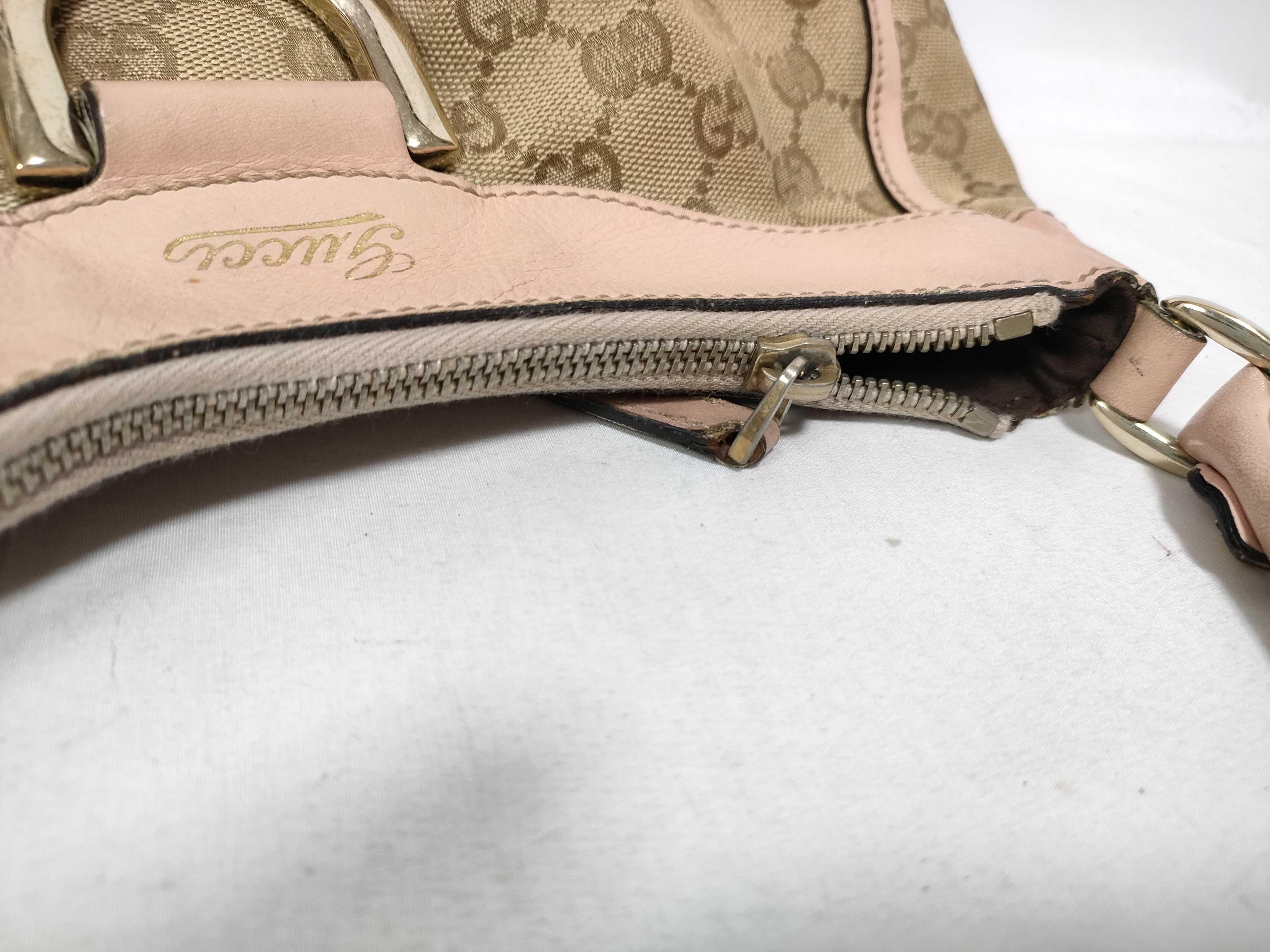 Pink GG Canvas Vintage D-Buckle Wrist Bag (Handbag) — view 11