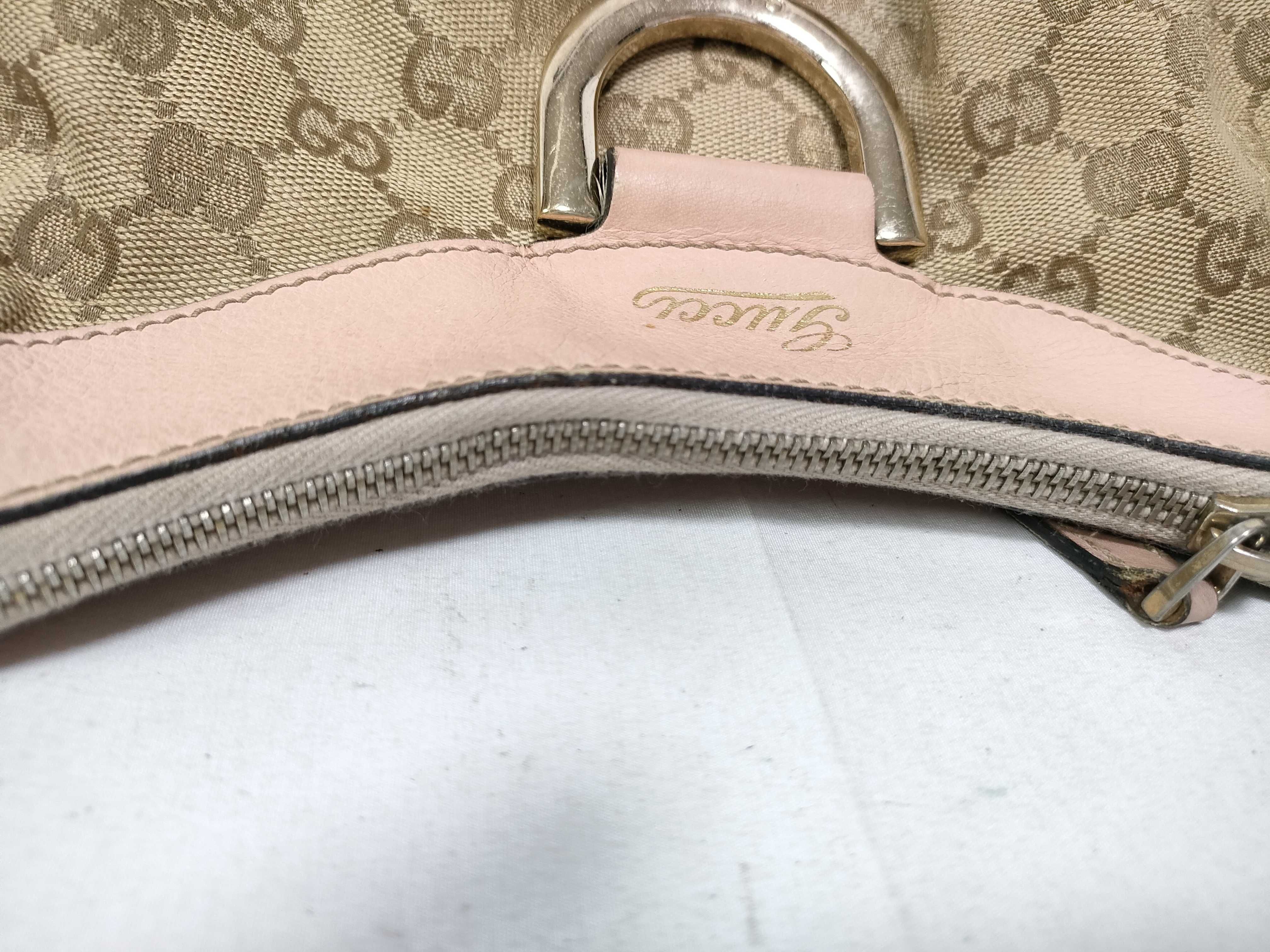 Pink GG Canvas Vintage D-Buckle Wrist Bag (Handbag) — view 12