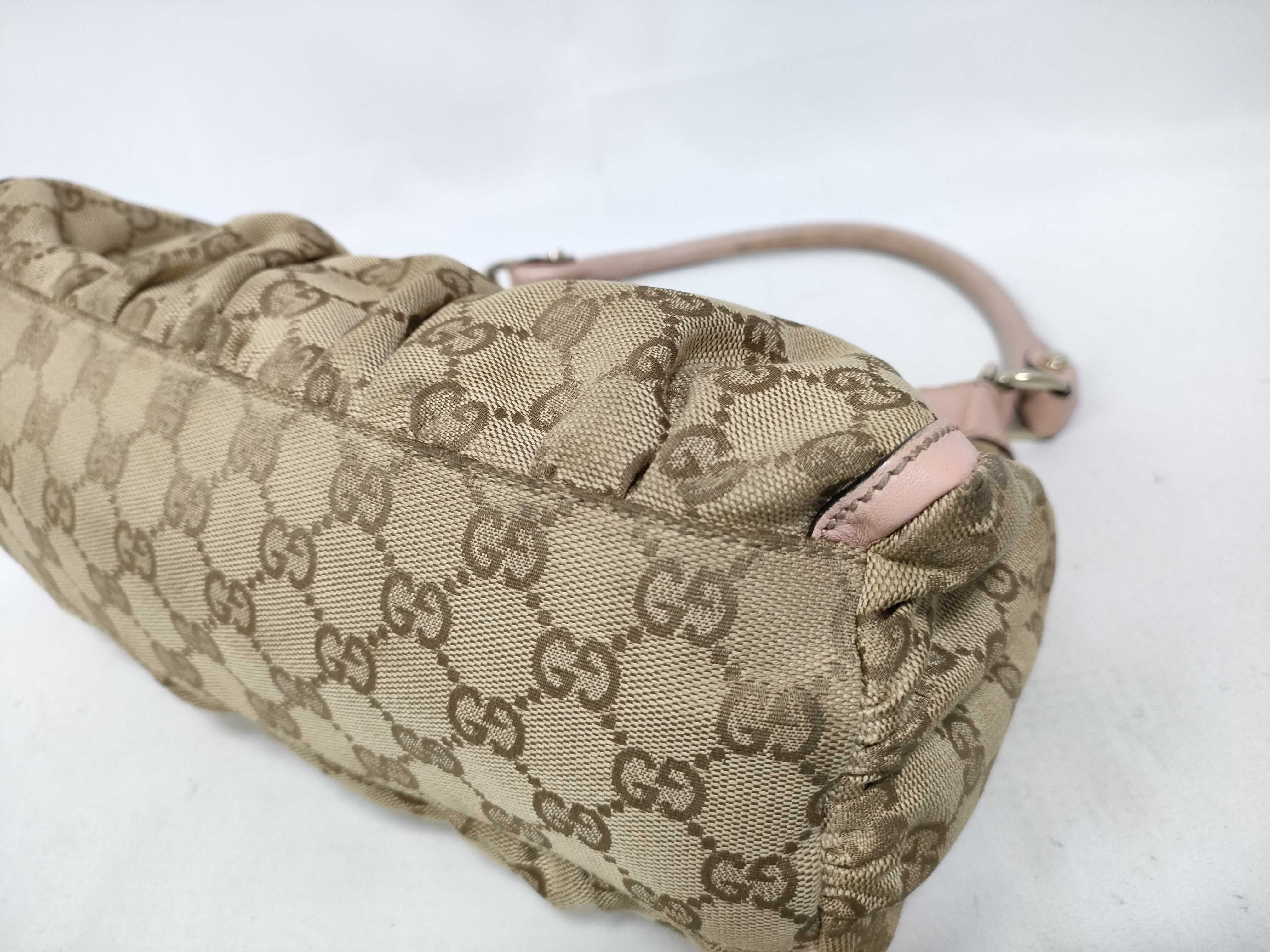 Pink GG Canvas Vintage D-Buckle Wrist Bag (Handbag) — view 4