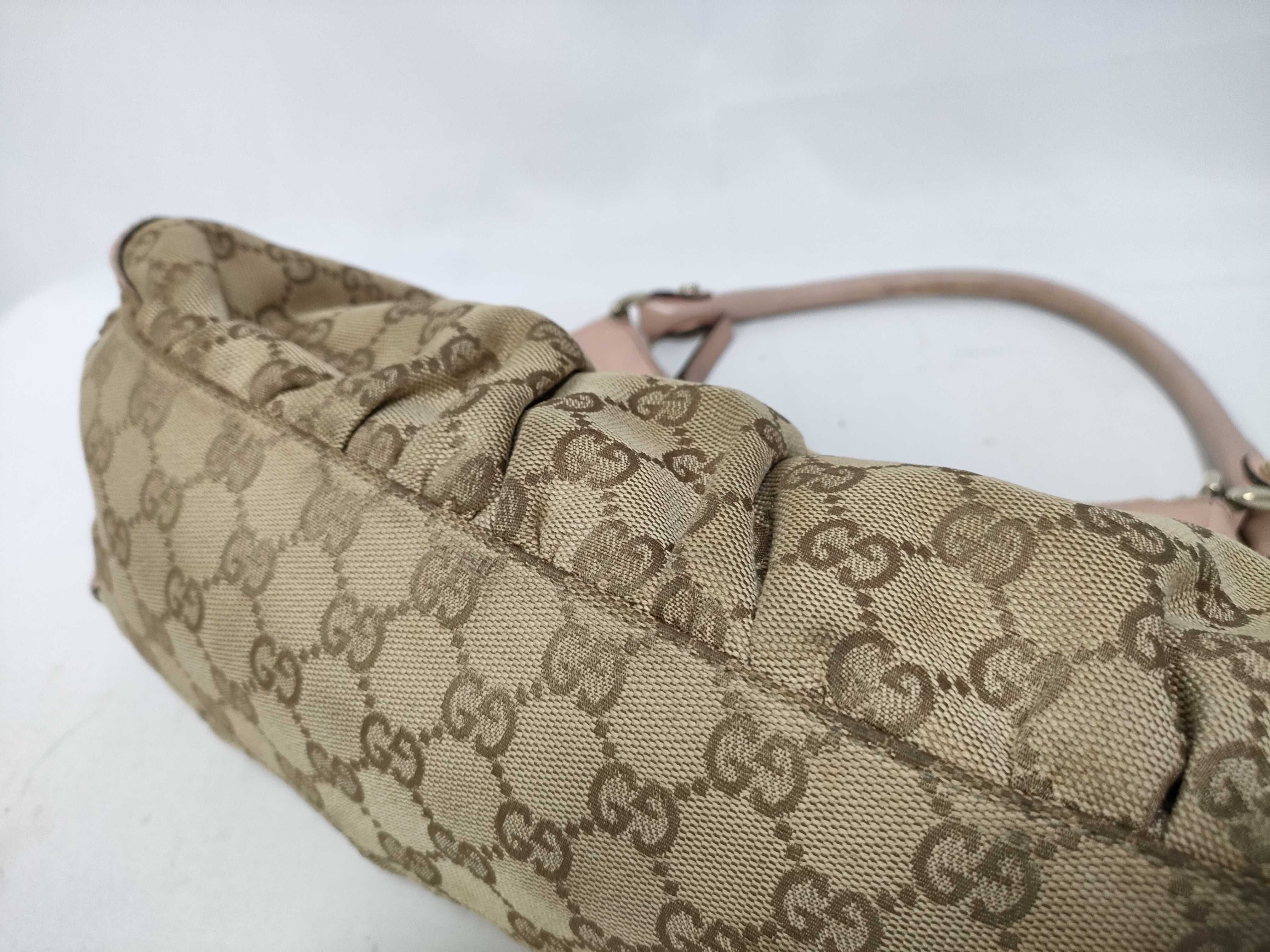 Pink GG Canvas Vintage D-Buckle Wrist Bag (Handbag) — view 5