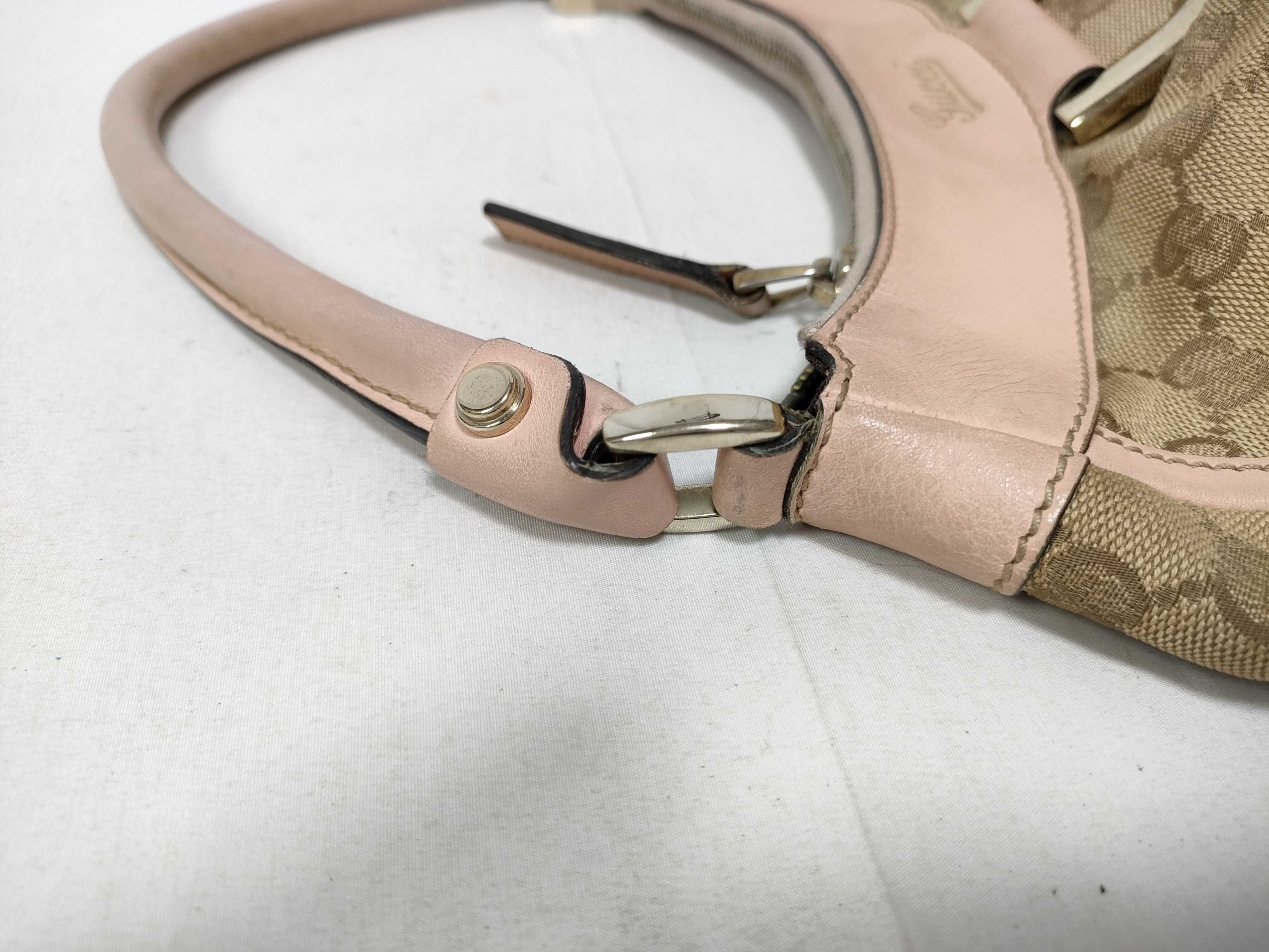 Pink GG Canvas Vintage D-Buckle Wrist Bag (Handbag) — view 7