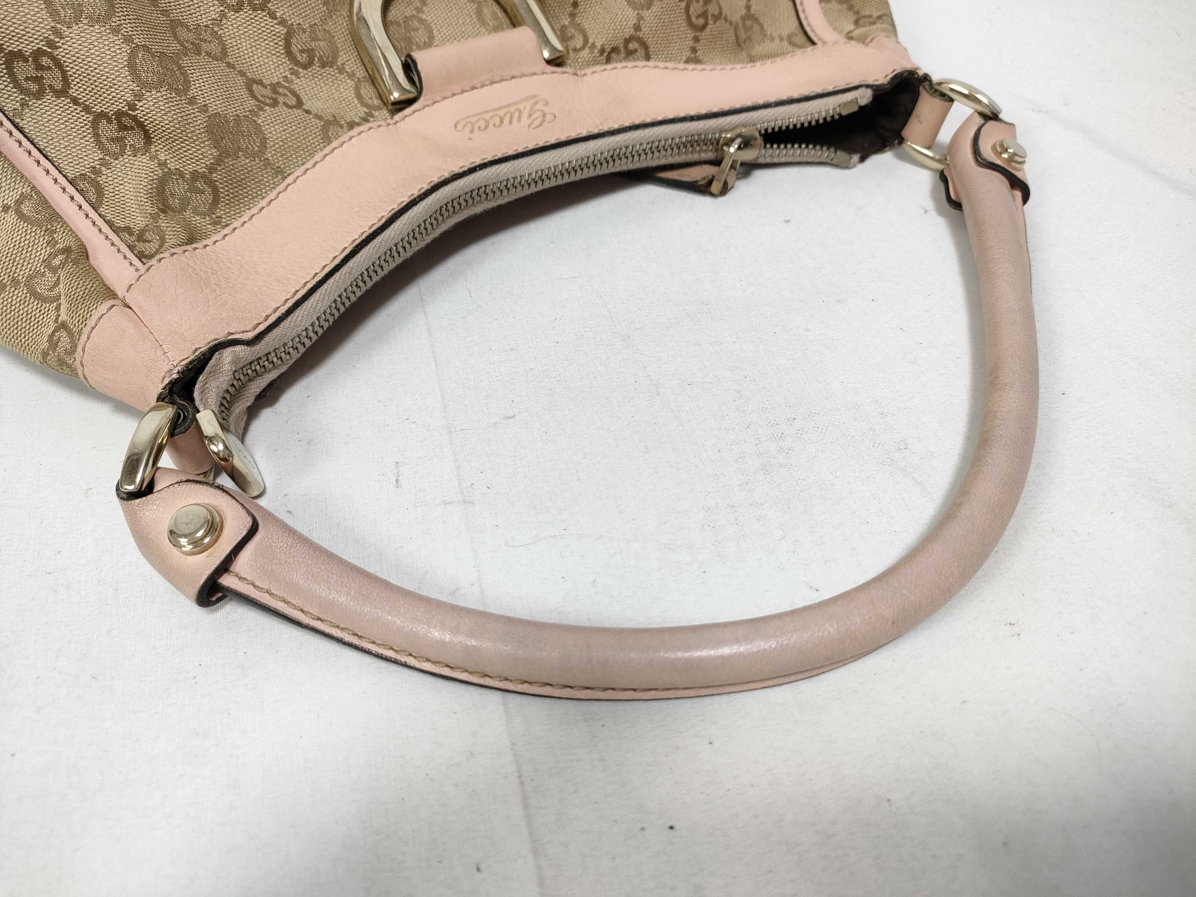 Pink GG Canvas Vintage D-Buckle Wrist Bag (Handbag) — view 9
