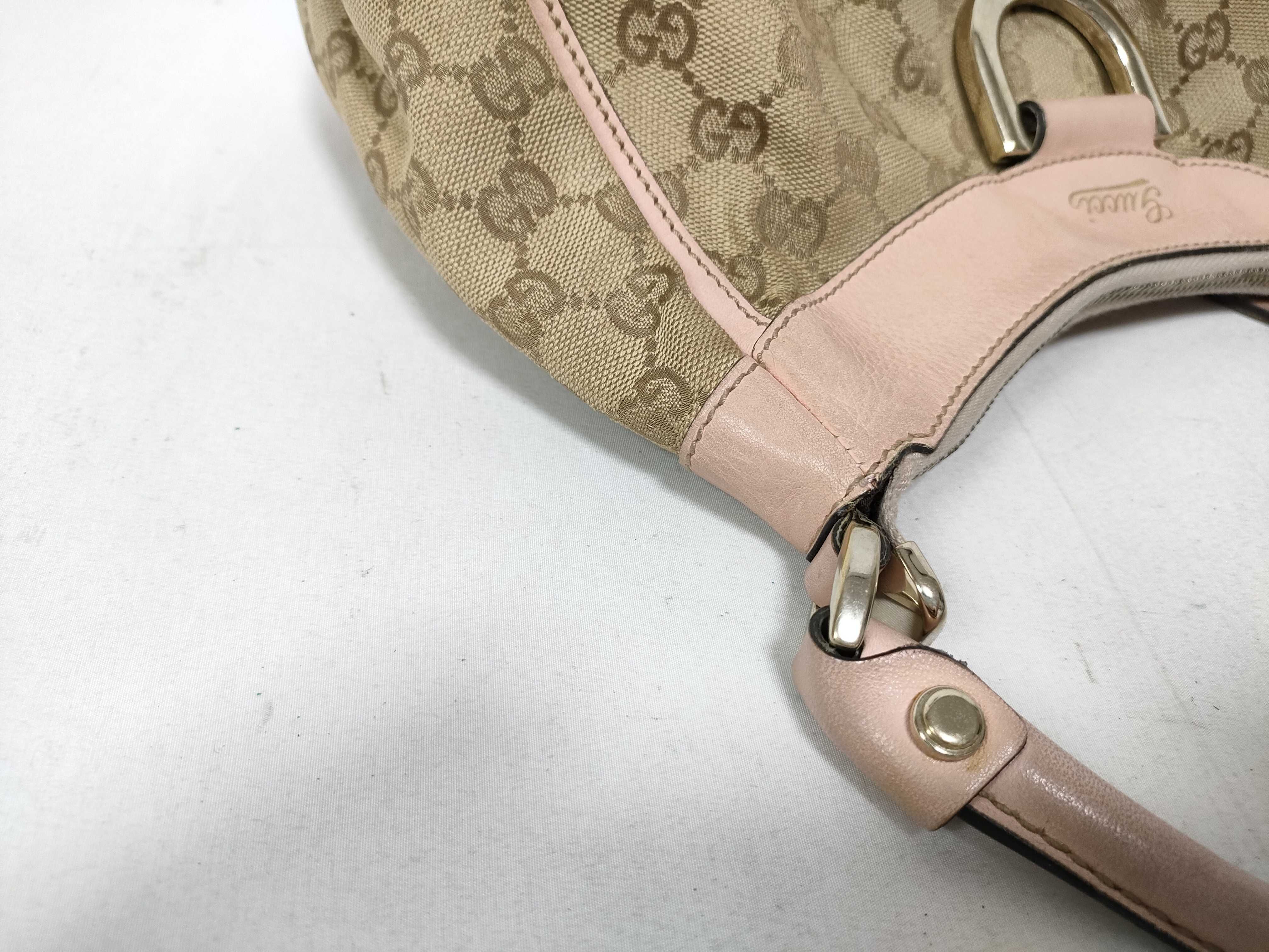 Pink GG Canvas Vintage D-Buckle Wrist Bag (Handbag) — view 10