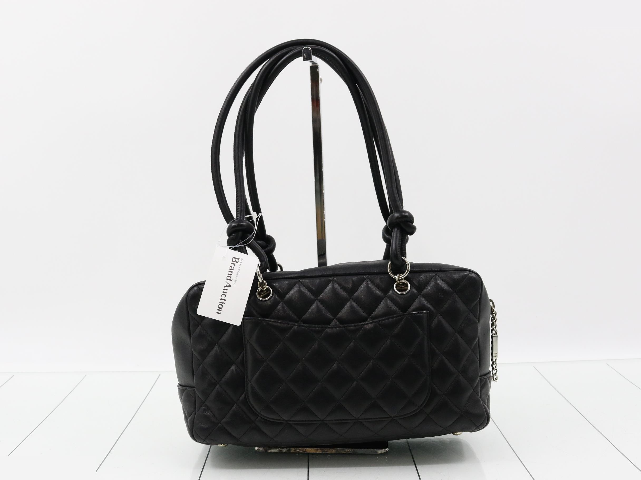 Cambon Line Leather Semi-Shoulder Bag, Black — view 2