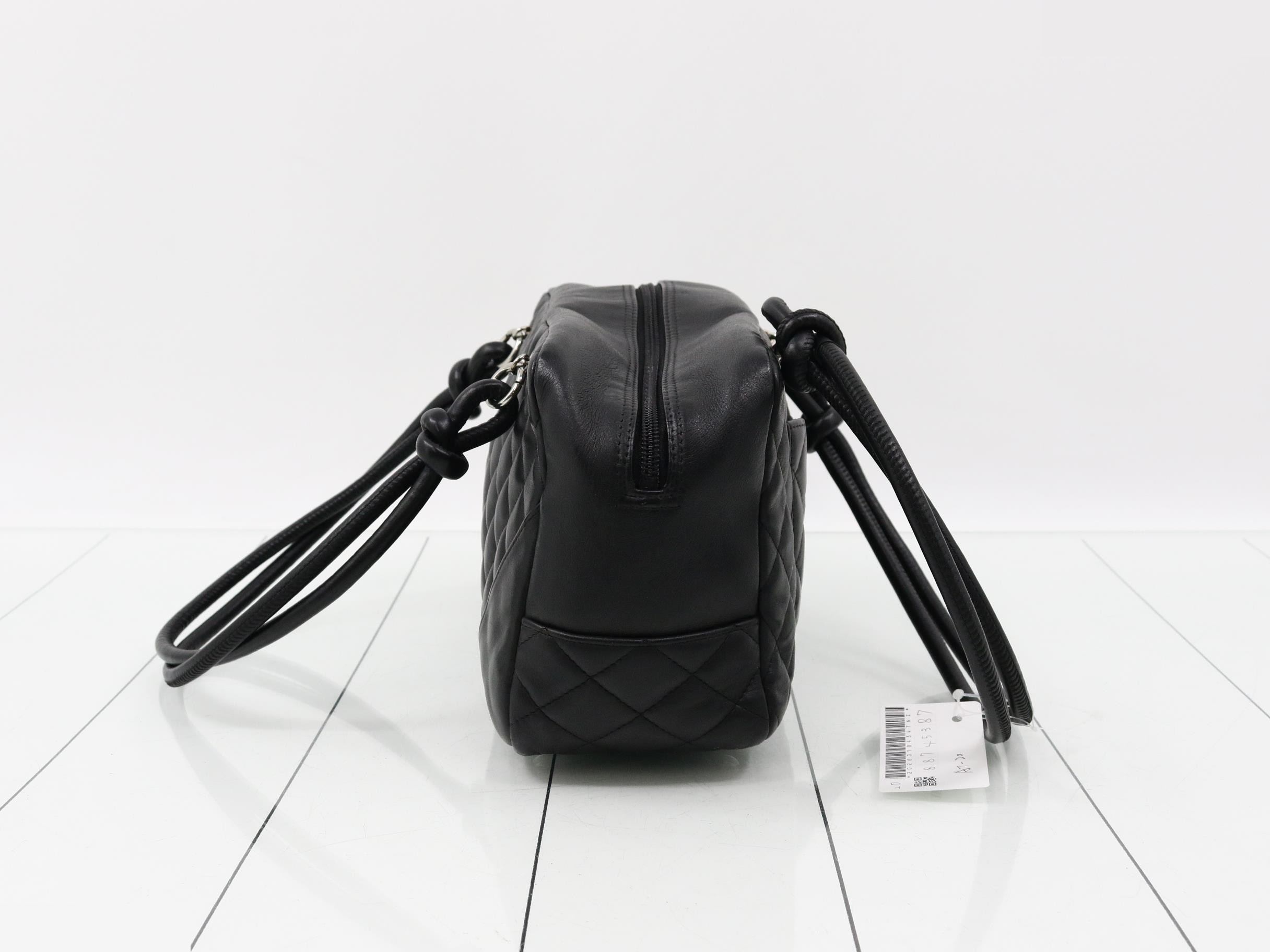 Cambon Line Leather Semi-Shoulder Bag, Black — view 3