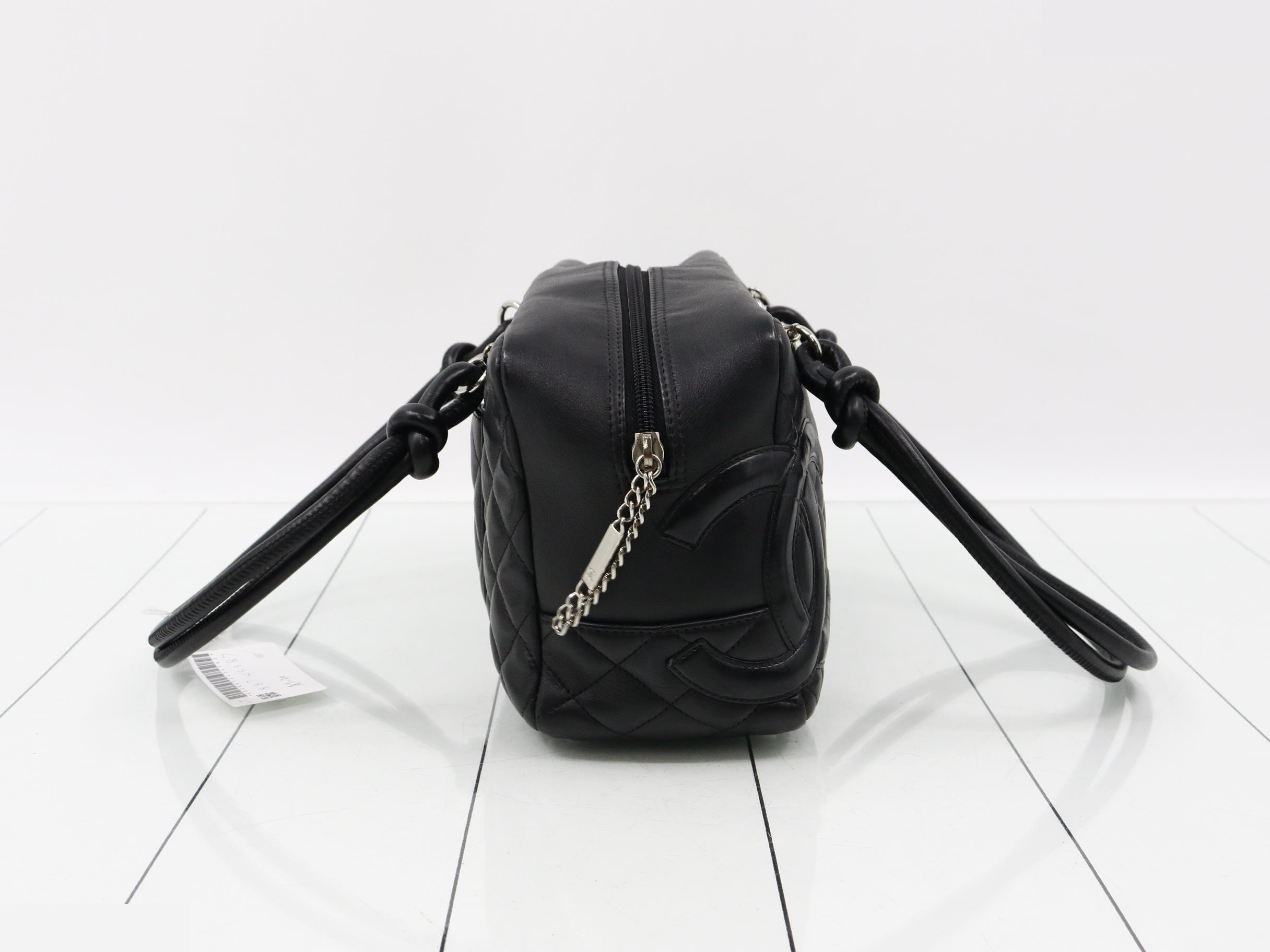 Cambon Line Leather Semi-Shoulder Bag, Black — view 4