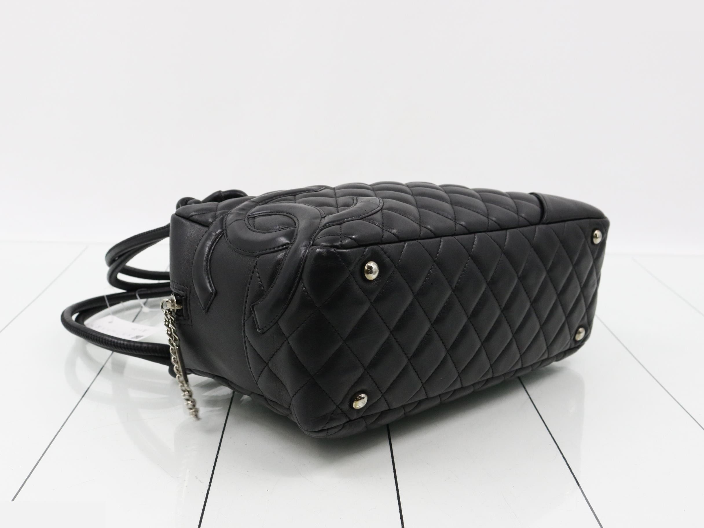 Cambon Line Leather Semi-Shoulder Bag, Black — view 5