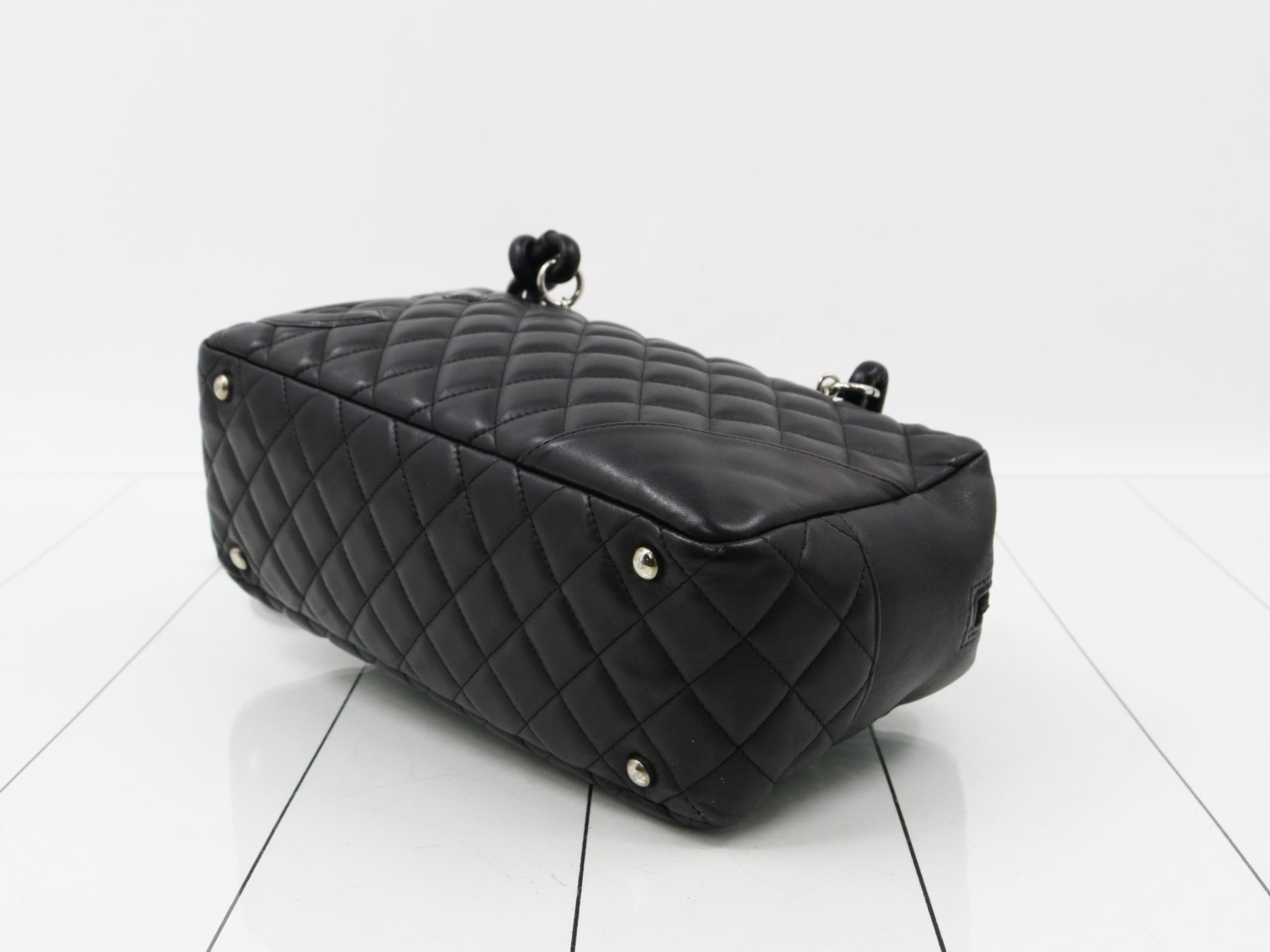 Cambon Line Leather Semi-Shoulder Bag, Black — view 6