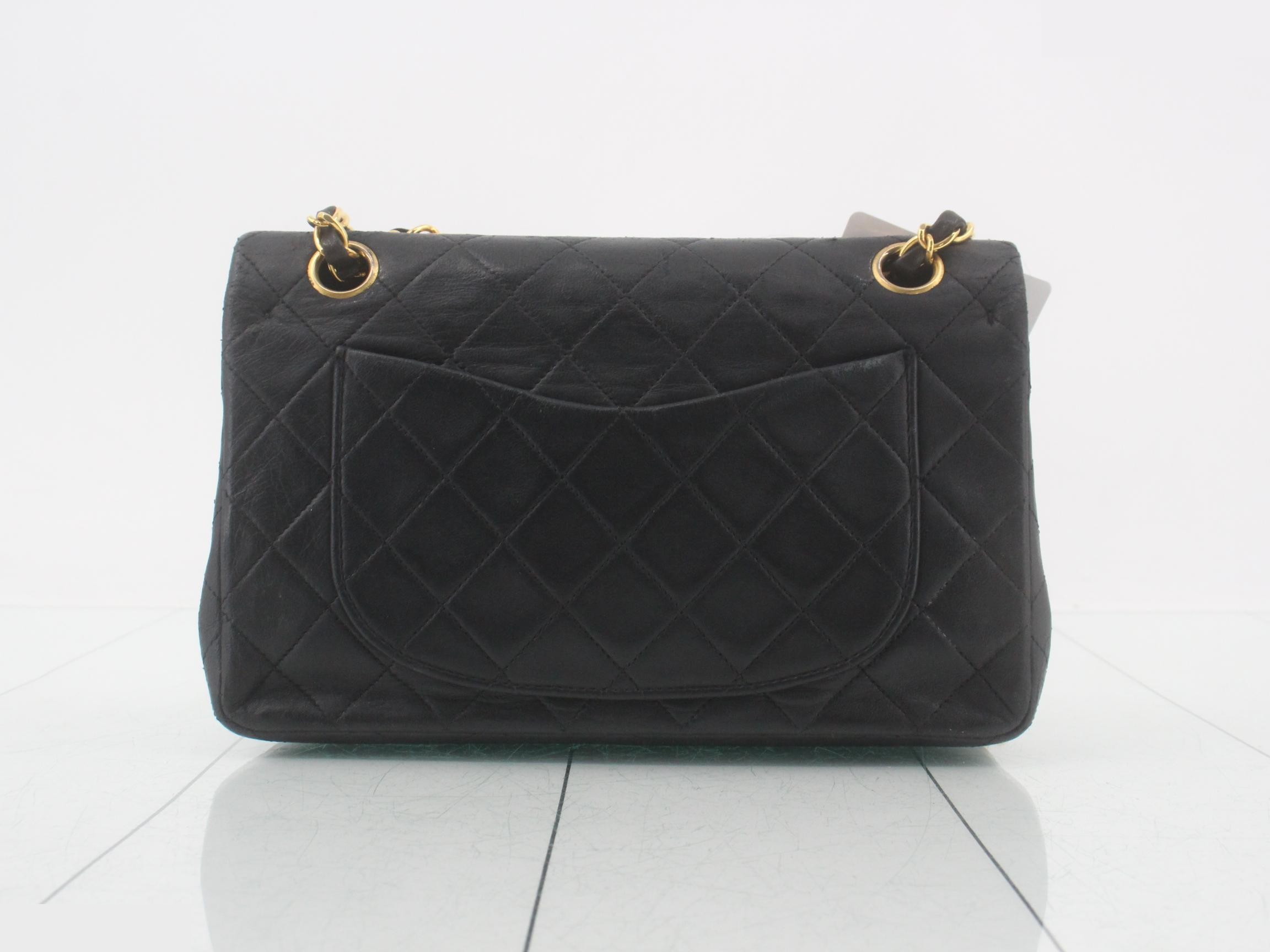 Matelassé 23 Double Flap Chain Shoulder Bag, Lambskin, Black — view 2