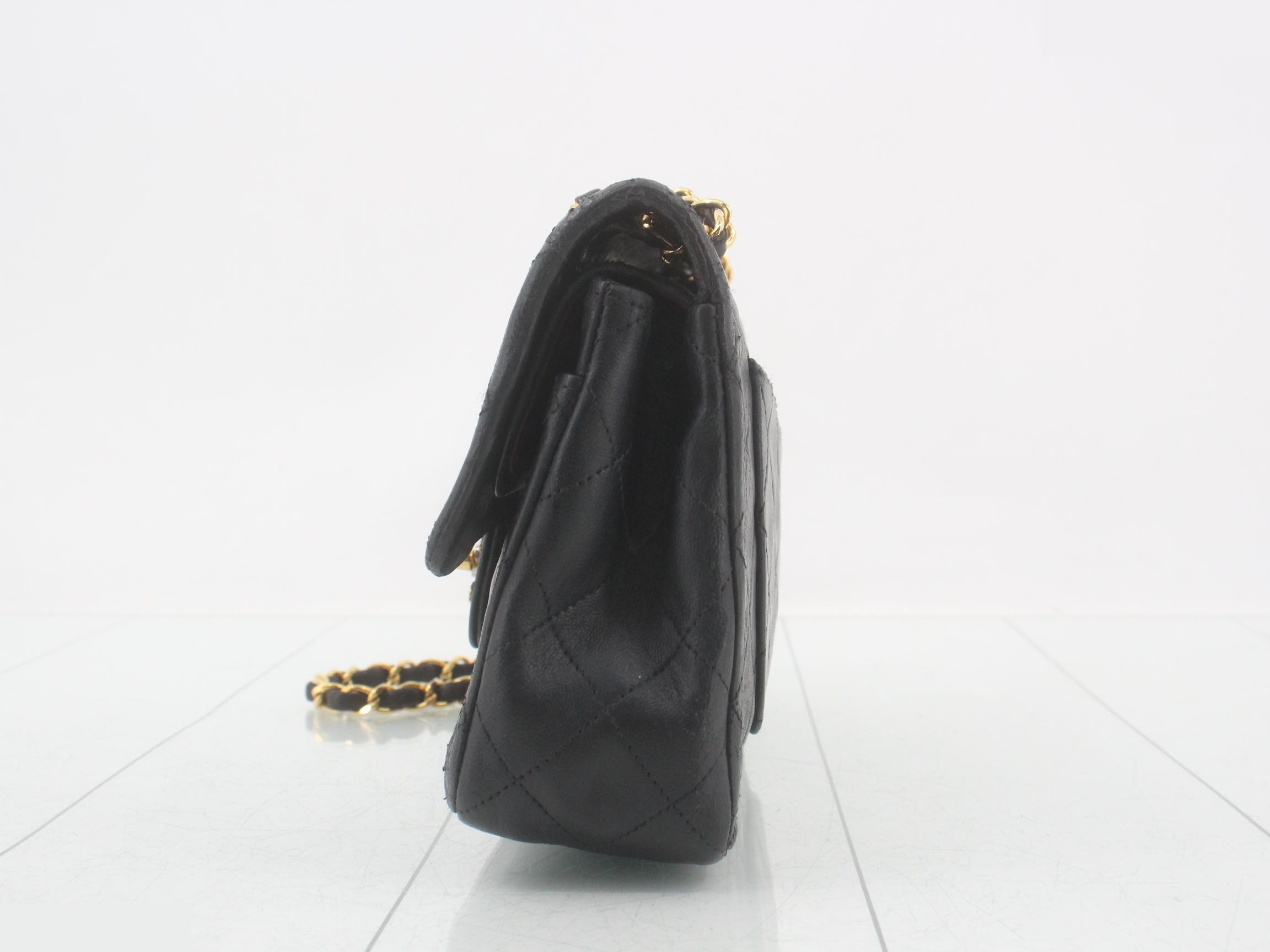 Matelassé 23 Double Flap Chain Shoulder Bag, Lambskin, Black — view 3