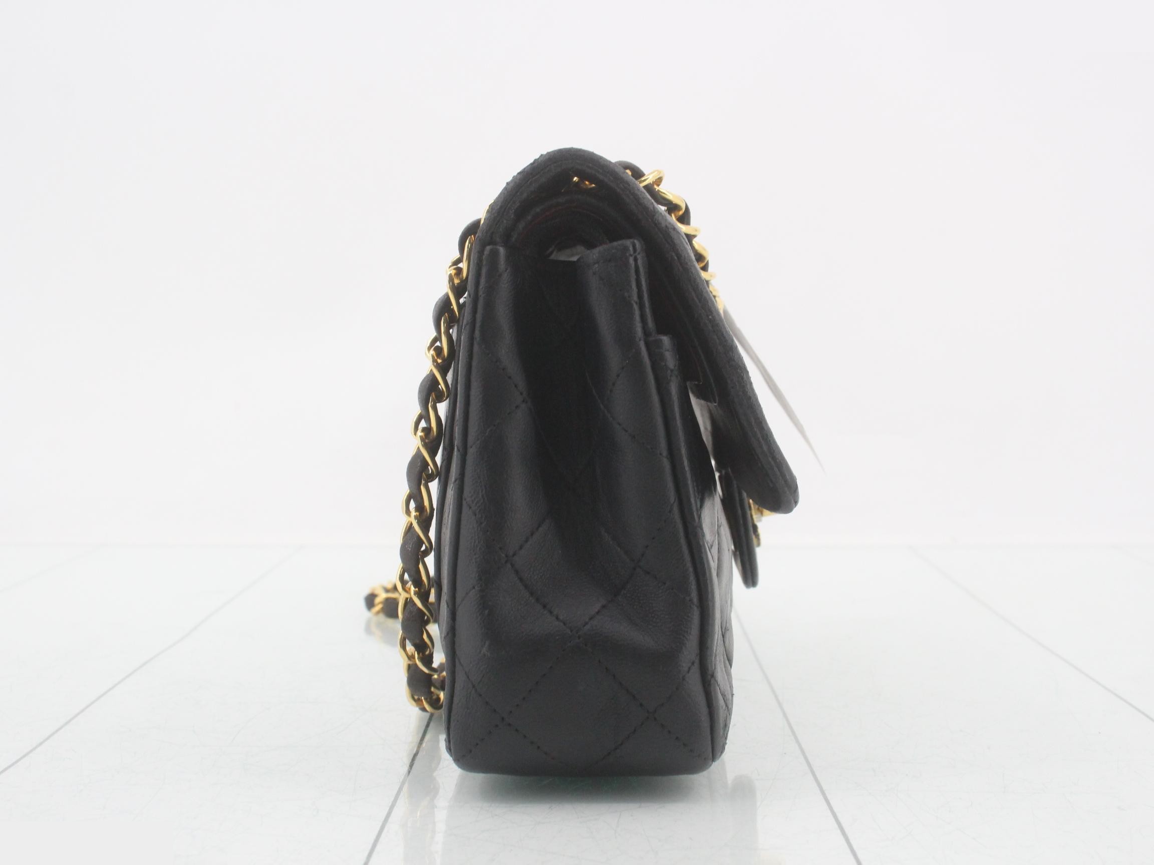 Matelassé 23 Double Flap Chain Shoulder Bag, Lambskin, Black — view 4
