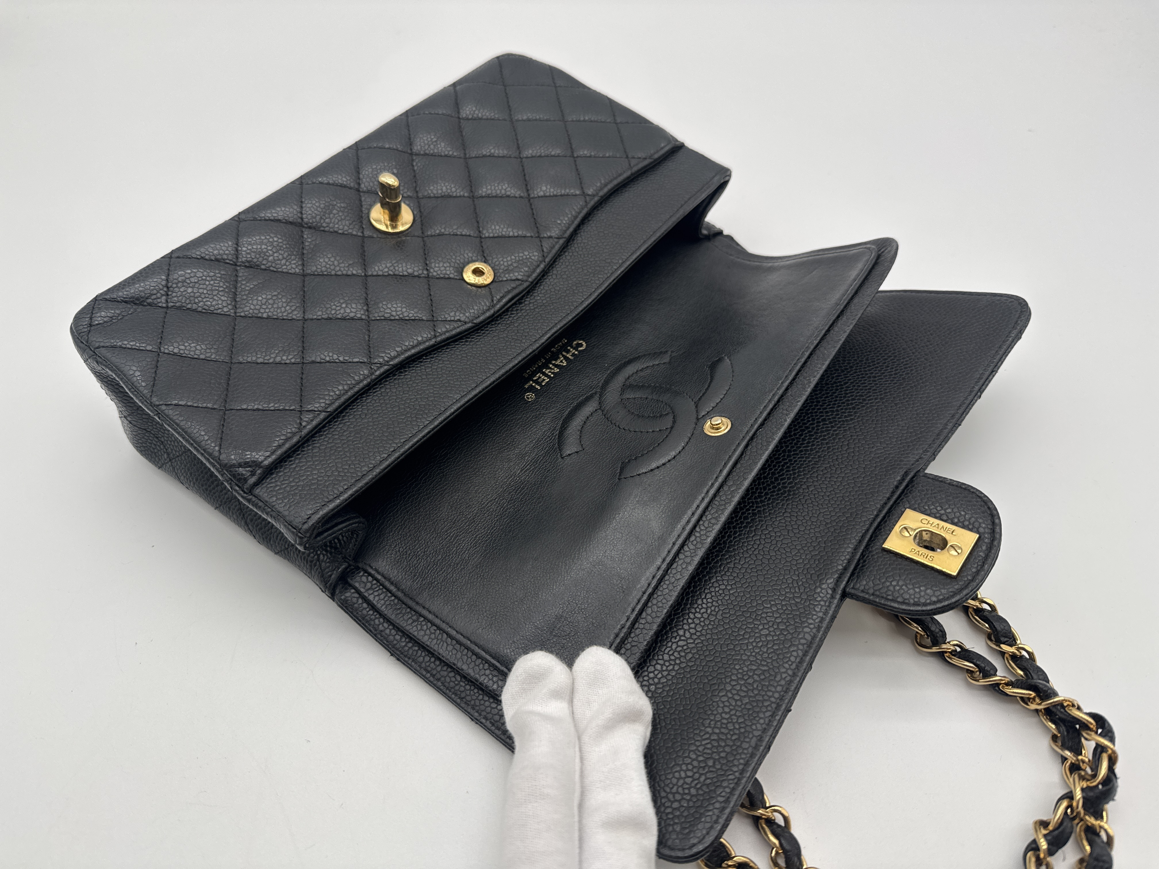 Caviar Skin Matelassé 25 Double Flap Handbag — view 10