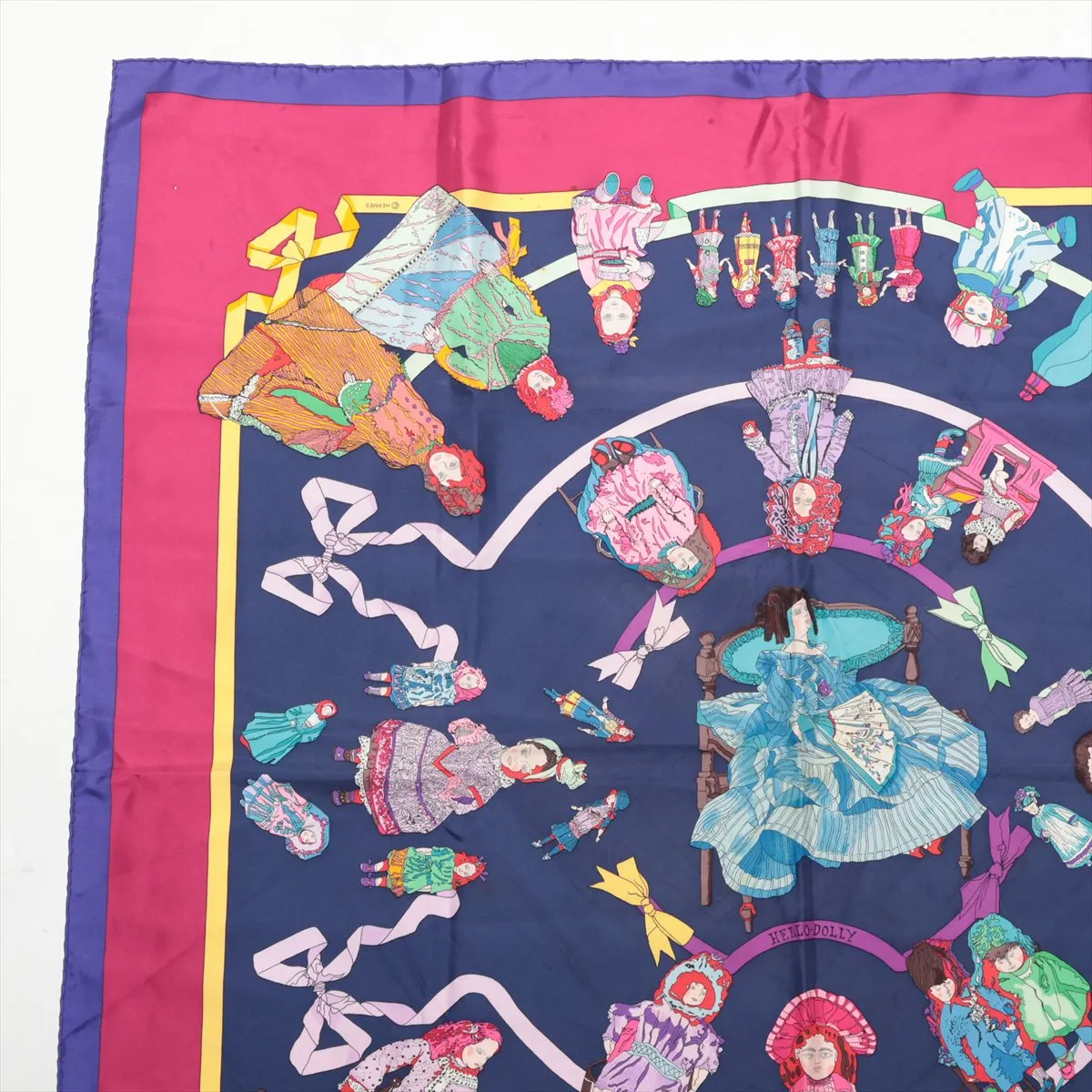 Carre 90 HELLO DOLLY Doll Scarf Silk Navy — view 2