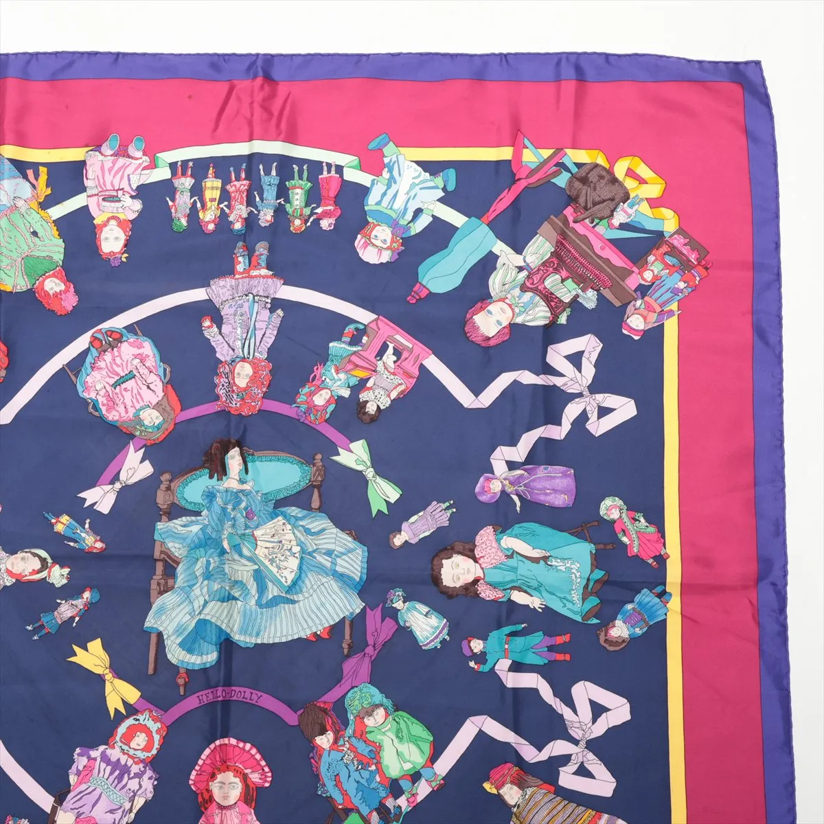 Carre 90 HELLO DOLLY Doll Scarf Silk Navy — view 3