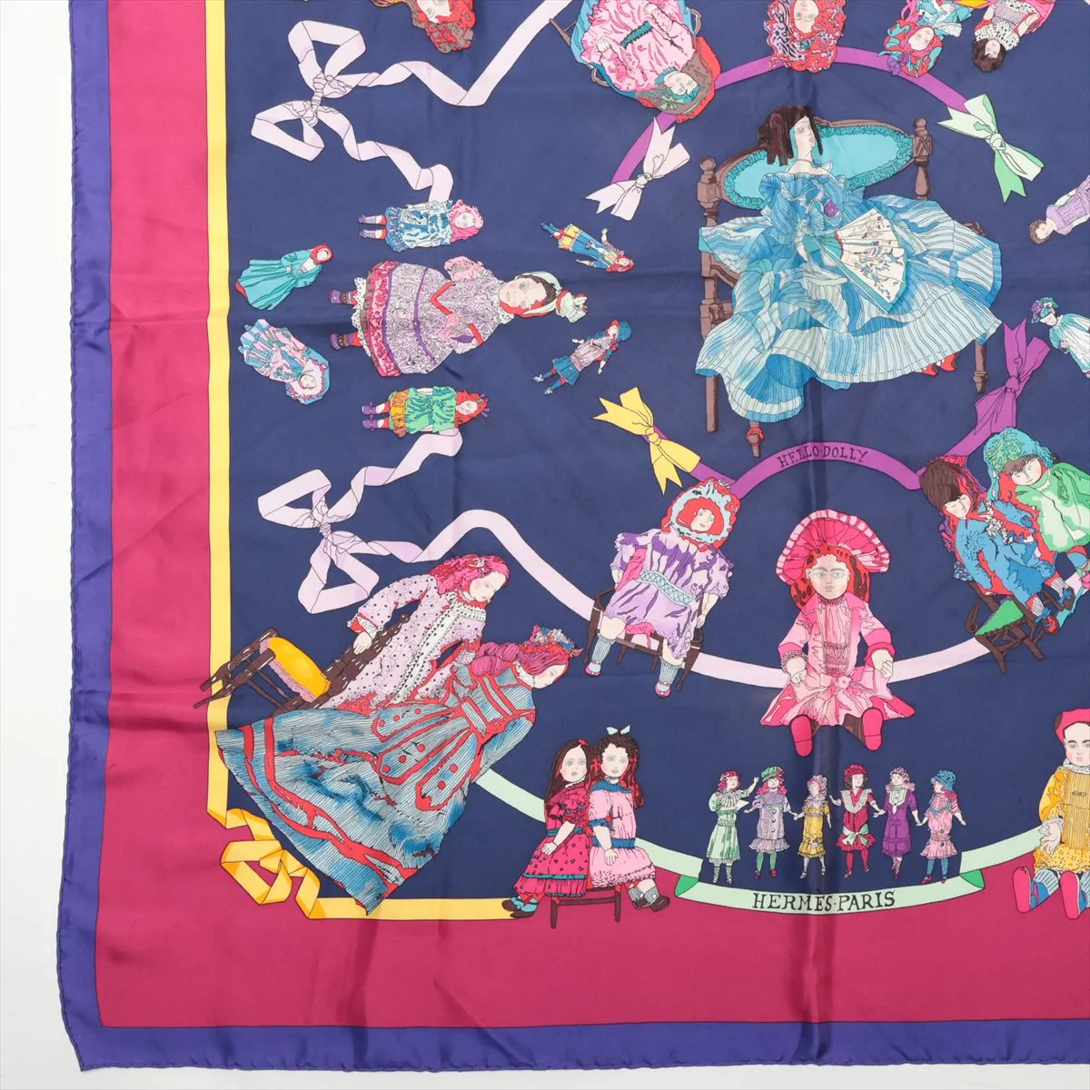 Carre 90 HELLO DOLLY Doll Scarf Silk Navy — view 5