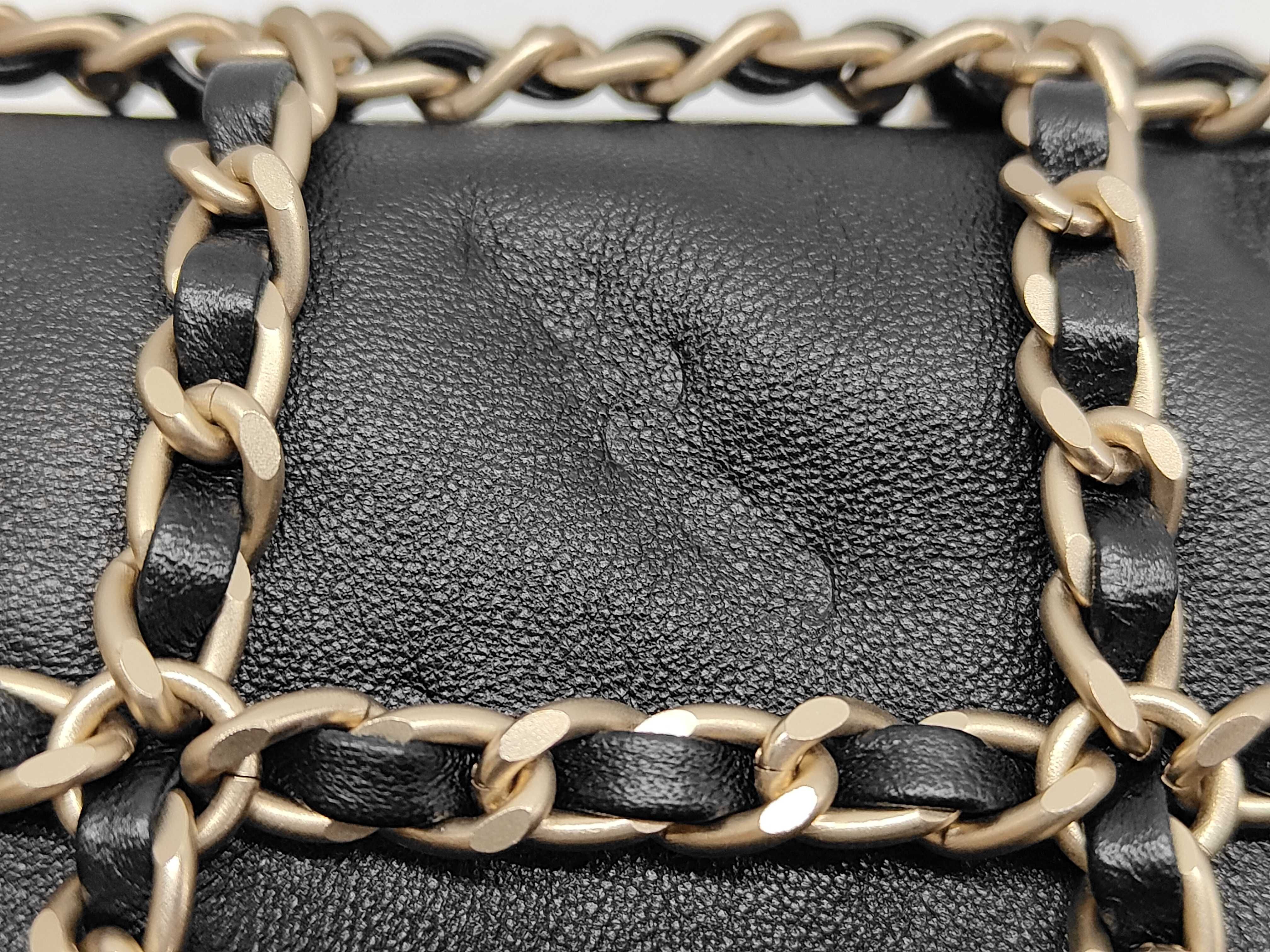 Chain Stitch Tote Bag, Black Lambskin, Silver Hardware. — view 8