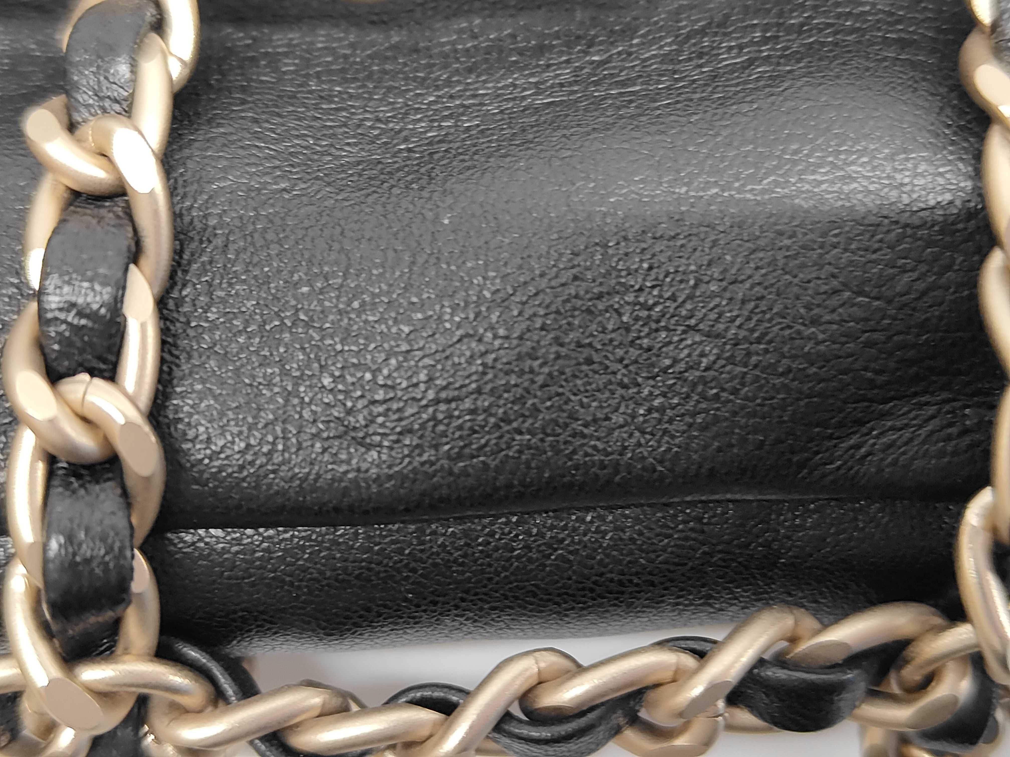 Chain Stitch Tote Bag, Black Lambskin, Silver Hardware. — view 9