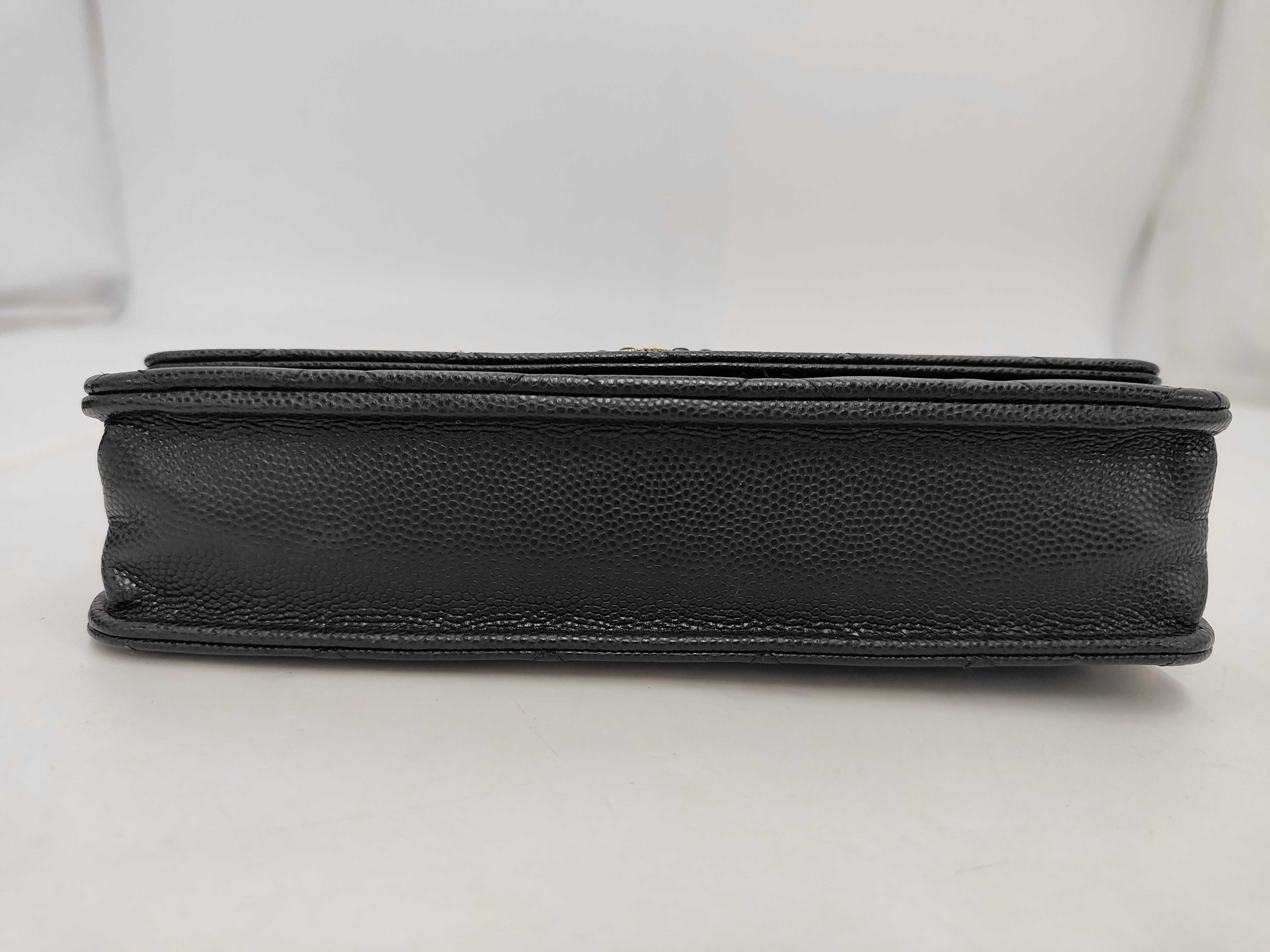 Matelassé Rhinestone Coco Mark Chain Wallet, Caviar Leather, Black, Gold Hardware, Shoulder Bag — view 3