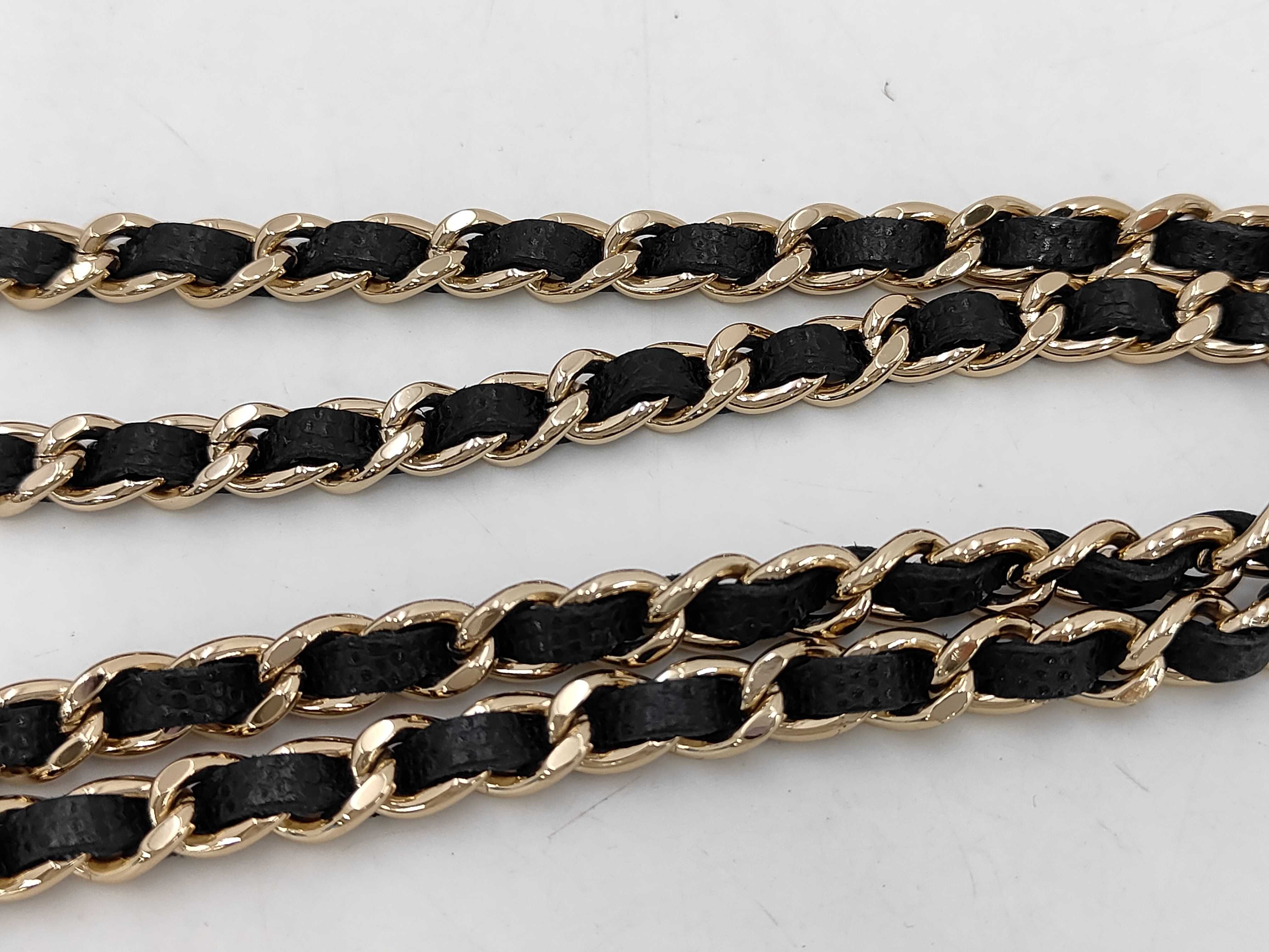 Matelassé Rhinestone Coco Mark Chain Wallet, Caviar Leather, Black, Gold Hardware, Shoulder Bag — view 9