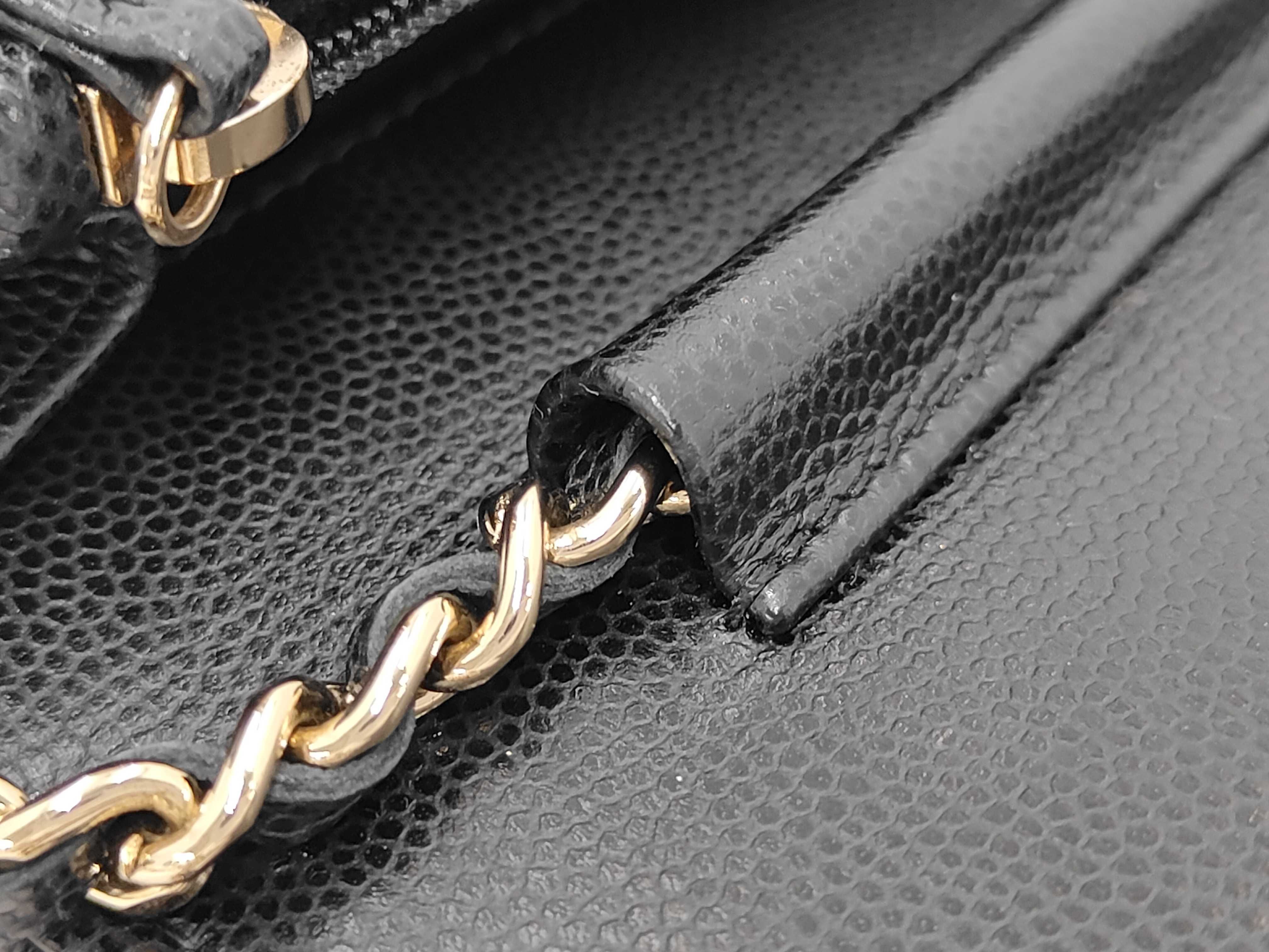 Matelassé Rhinestone Coco Mark Chain Wallet, Caviar Leather, Black, Gold Hardware, Shoulder Bag — view 10