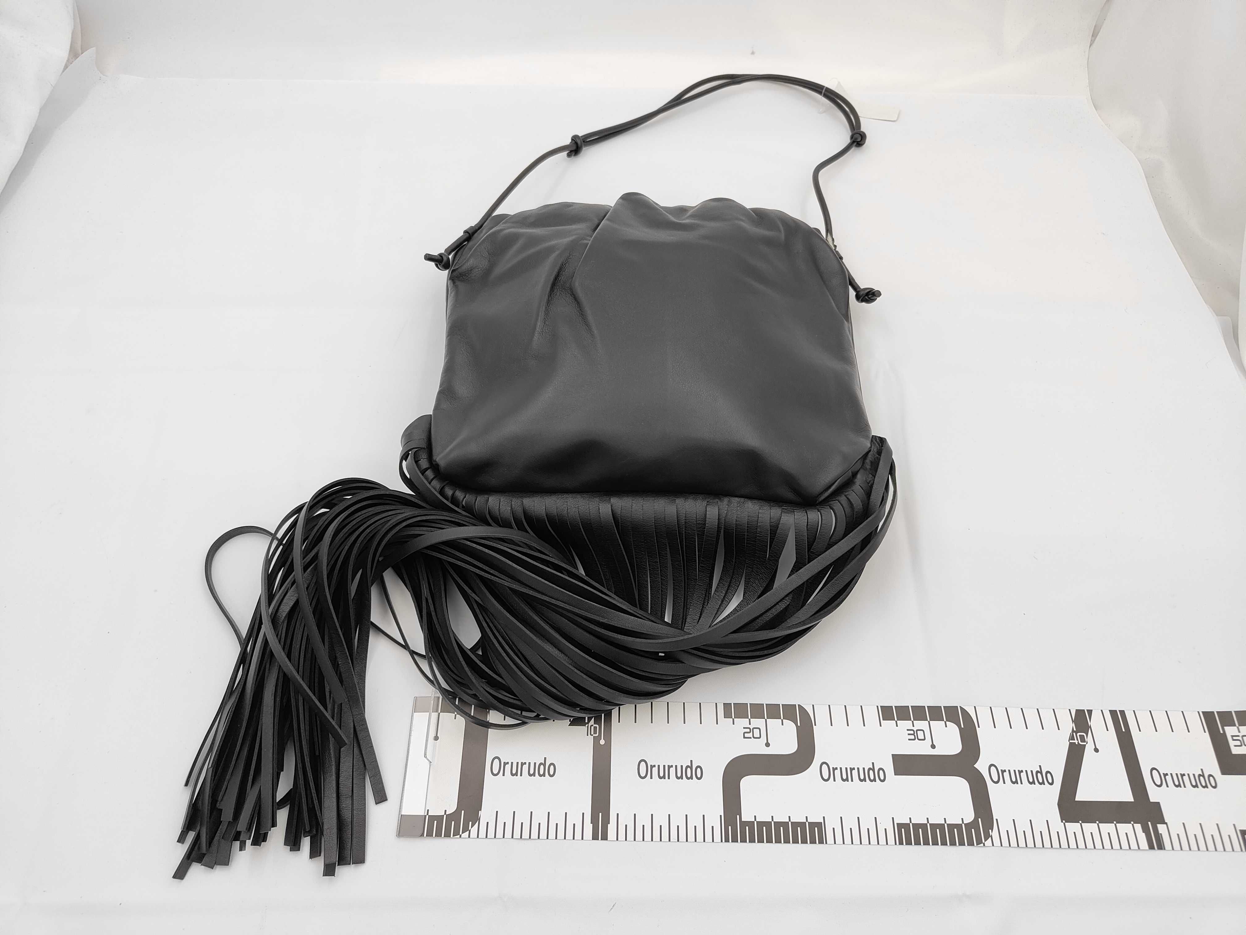 Fringe One-Shoulder Bag, Lambskin, Black Bag — view 2