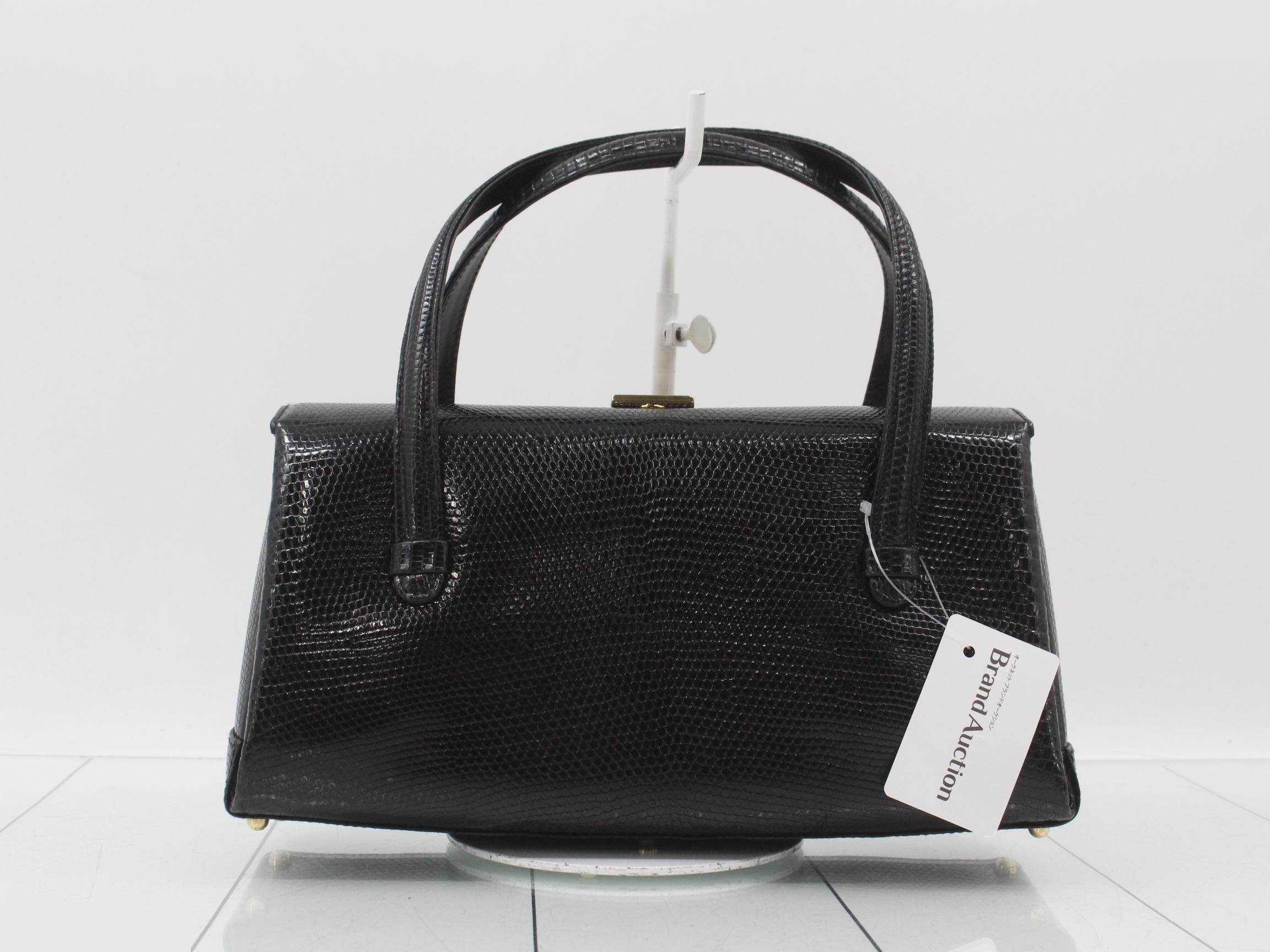Lizard leather handbag with gold hardware — view 2