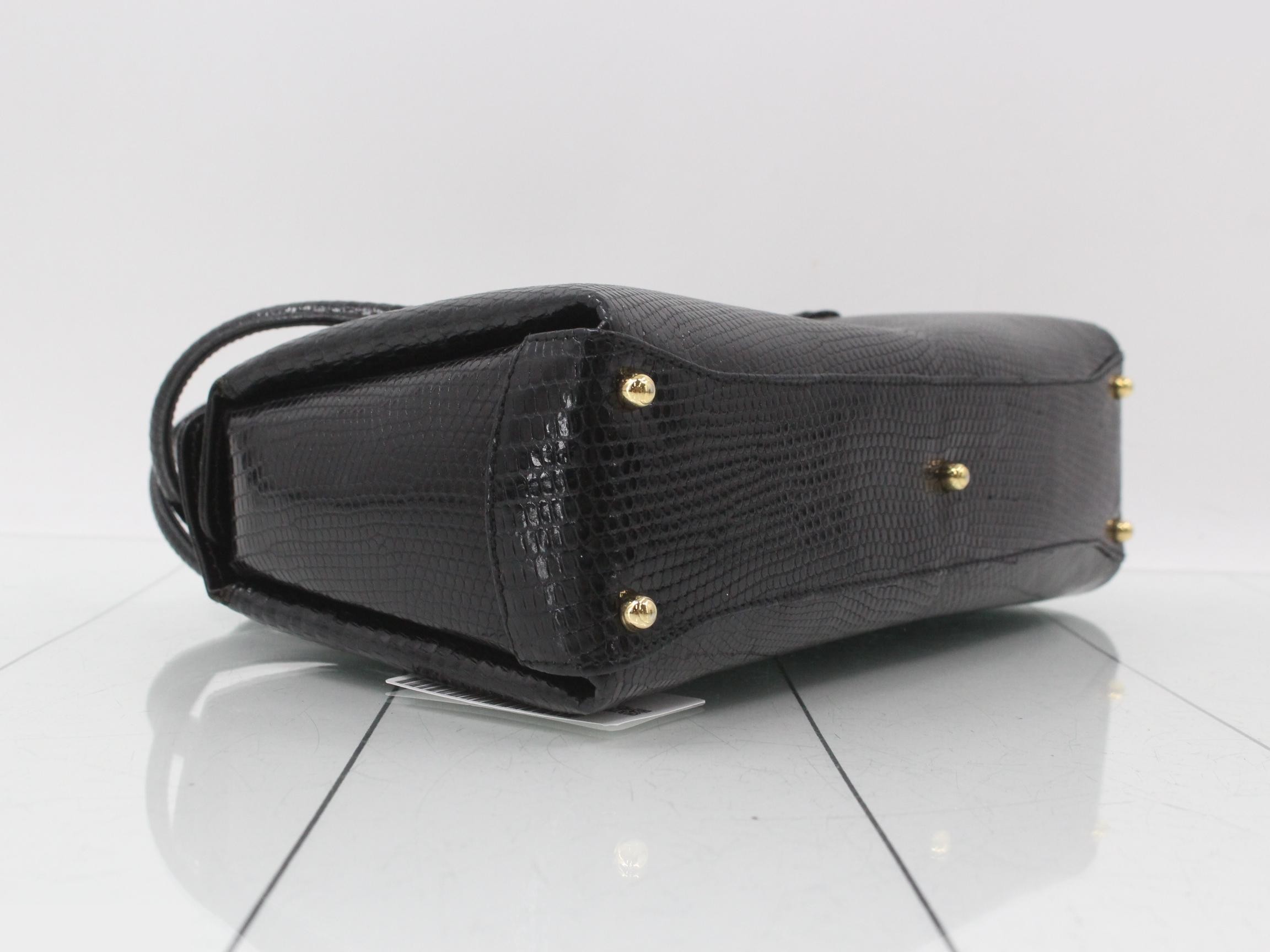 Lizard leather handbag with gold hardware — view 5