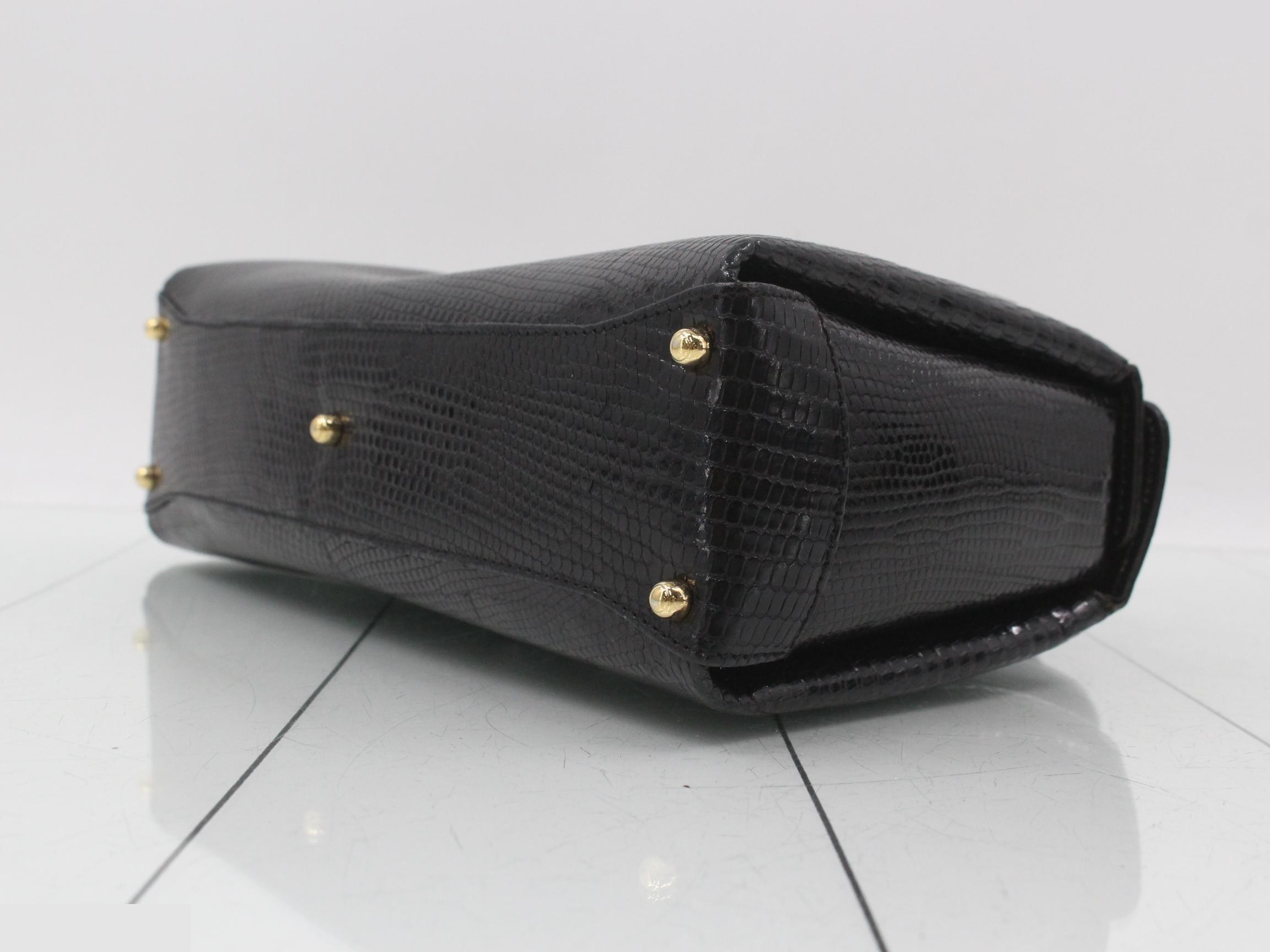 Lizard leather handbag with gold hardware — view 6