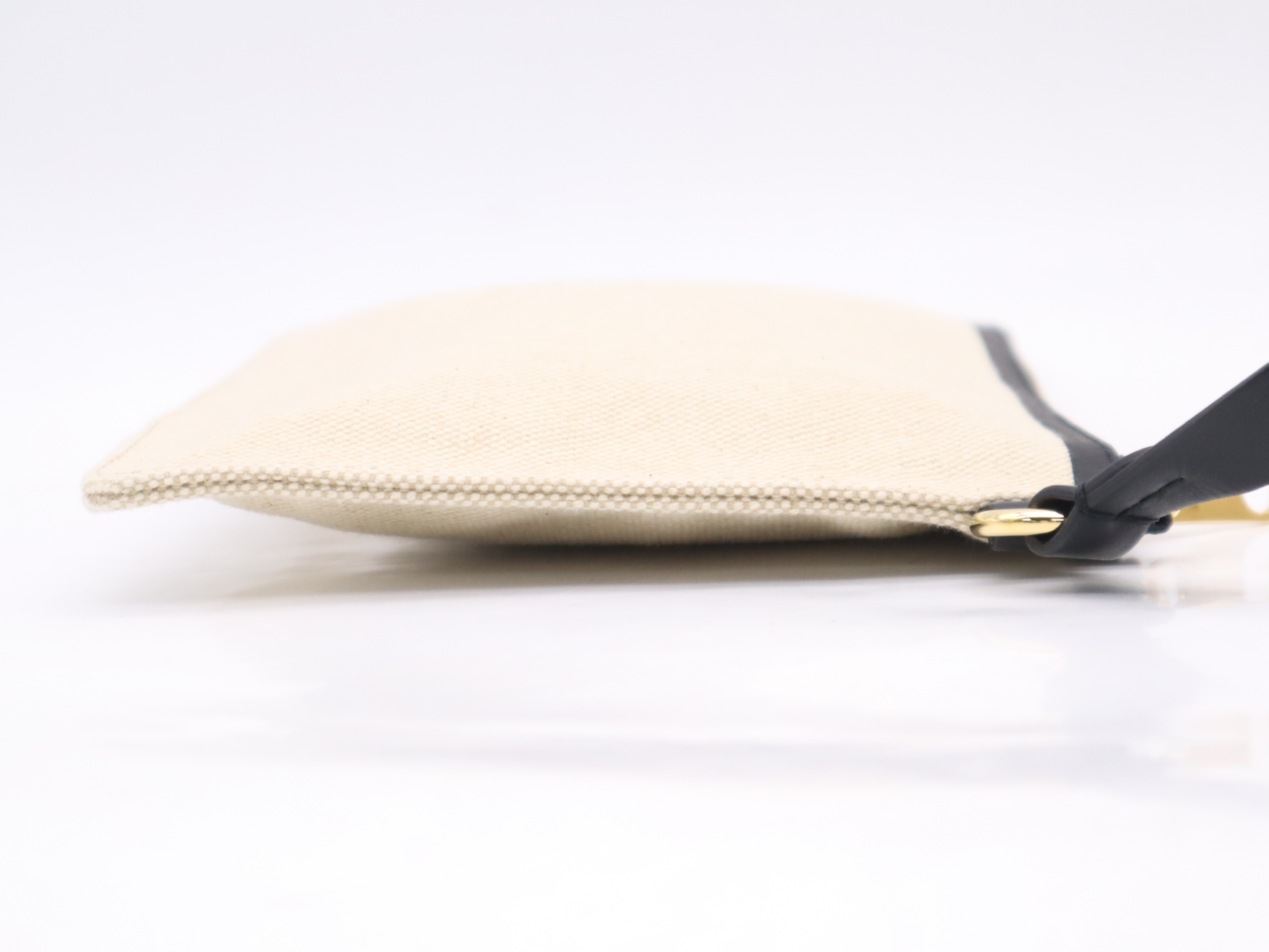 Canvas/Leather Horseferry Tote Bag, Beige/Black, with Pouch and Dust Bag. — view 14