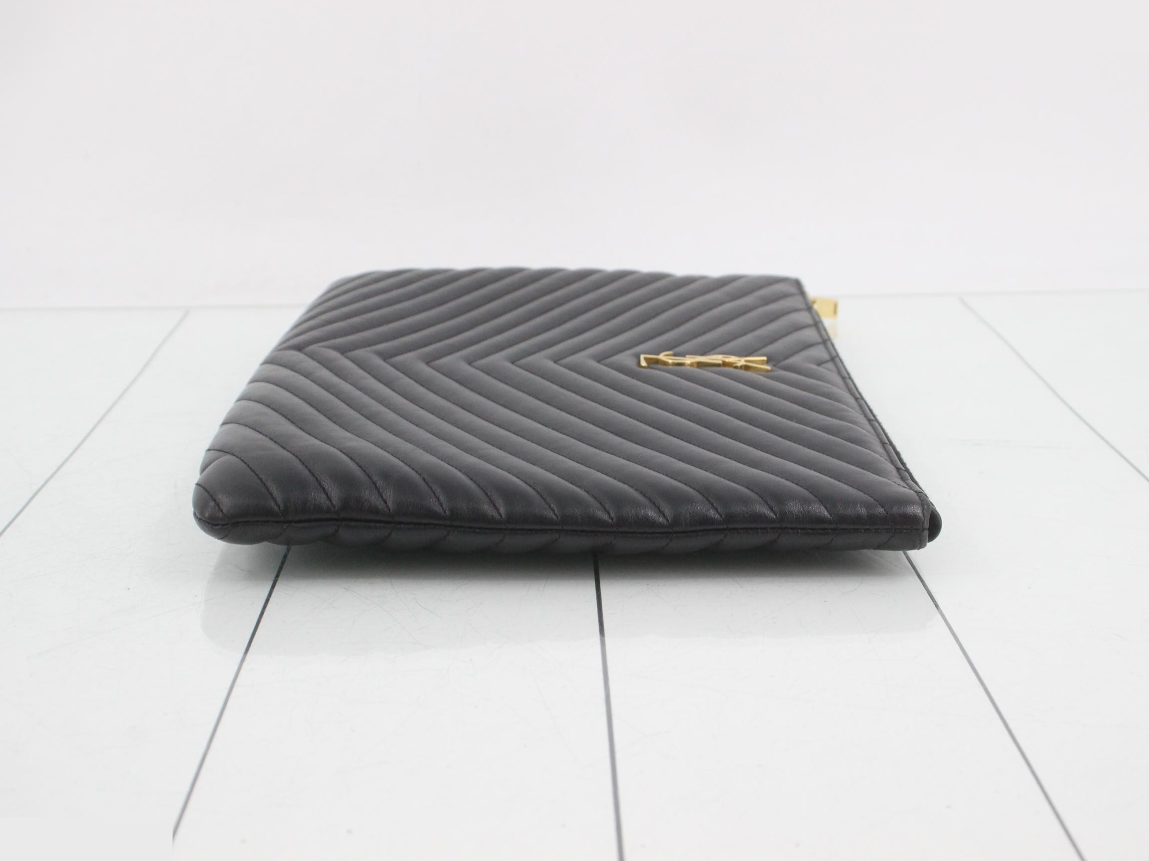 Classic Monogram Leather Clutch Bag — view 3