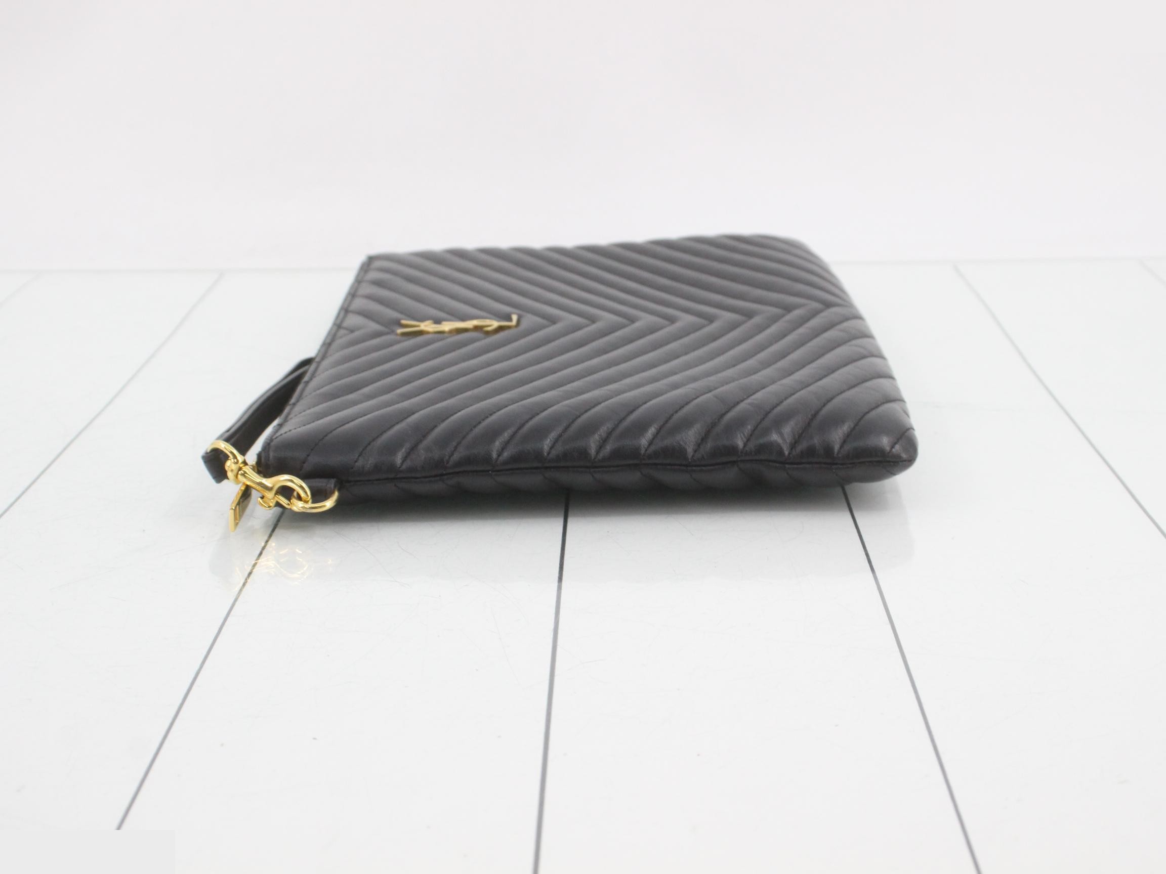 Classic Monogram Leather Clutch Bag — view 4