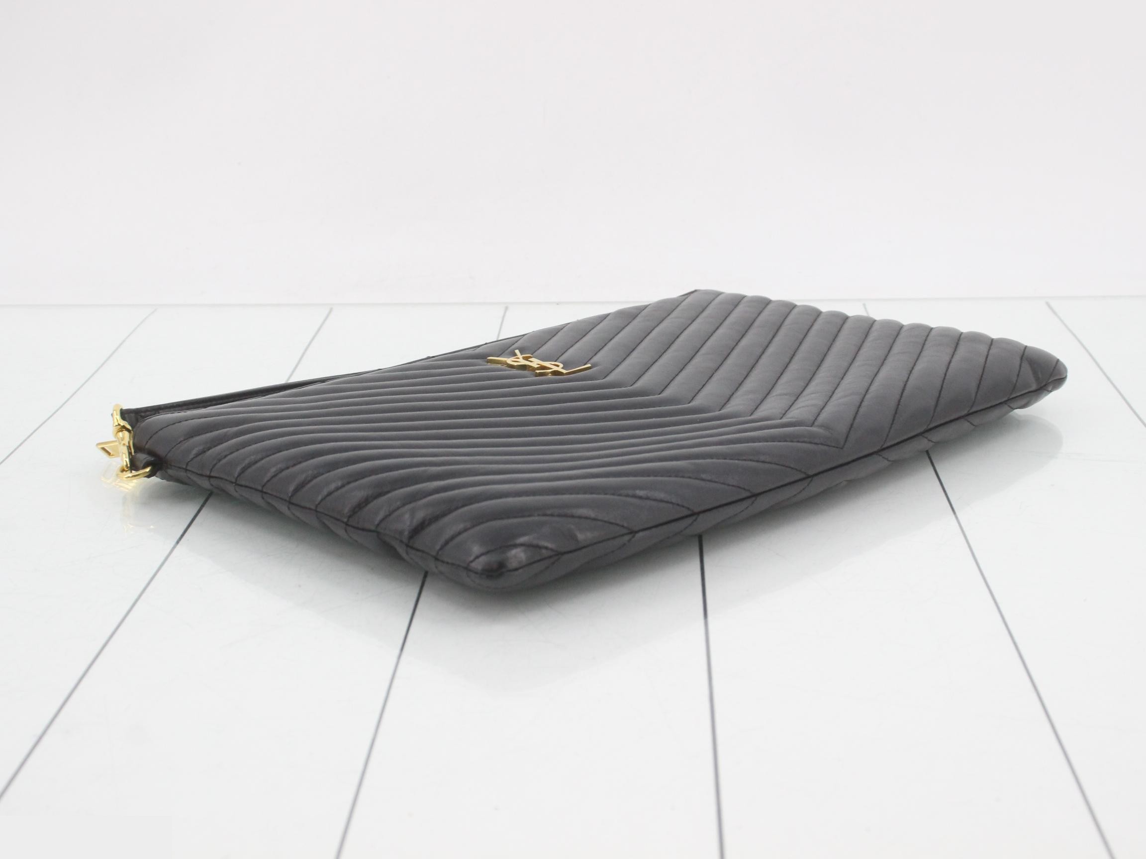 Classic Monogram Leather Clutch Bag — view 5