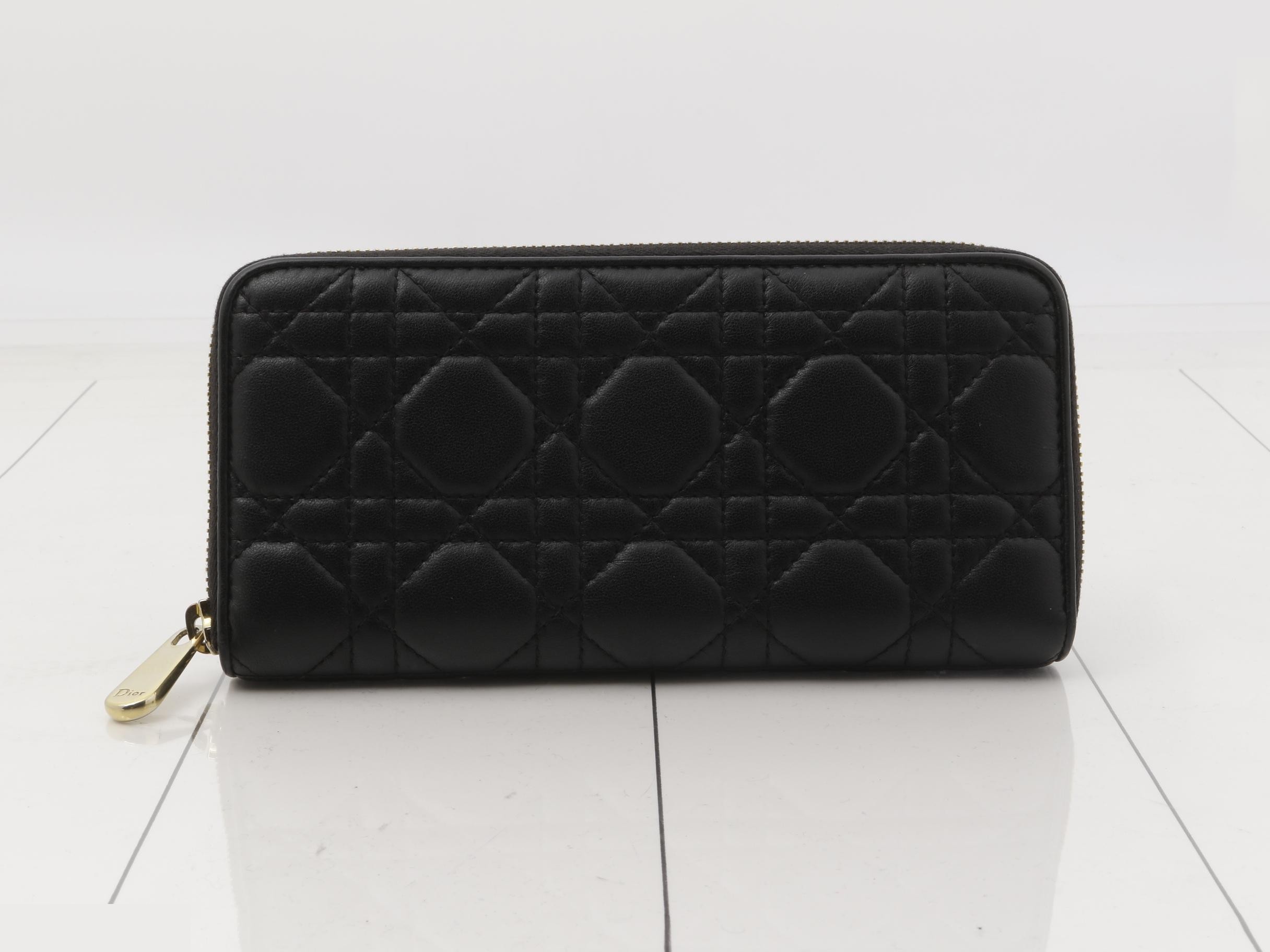 Lady Dior Round Zip Long Wallet, Black