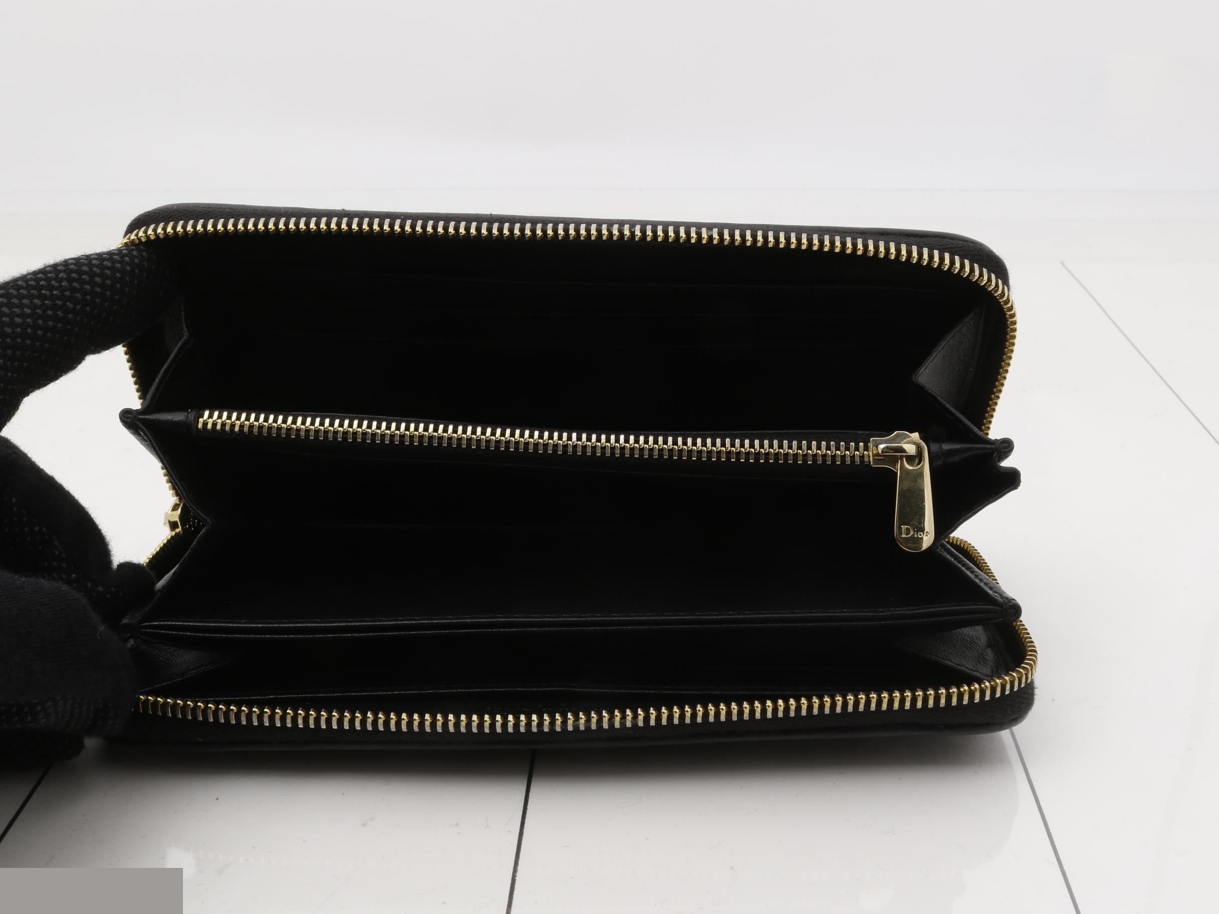 Lady Dior Round Zip Long Wallet, Black — view 4
