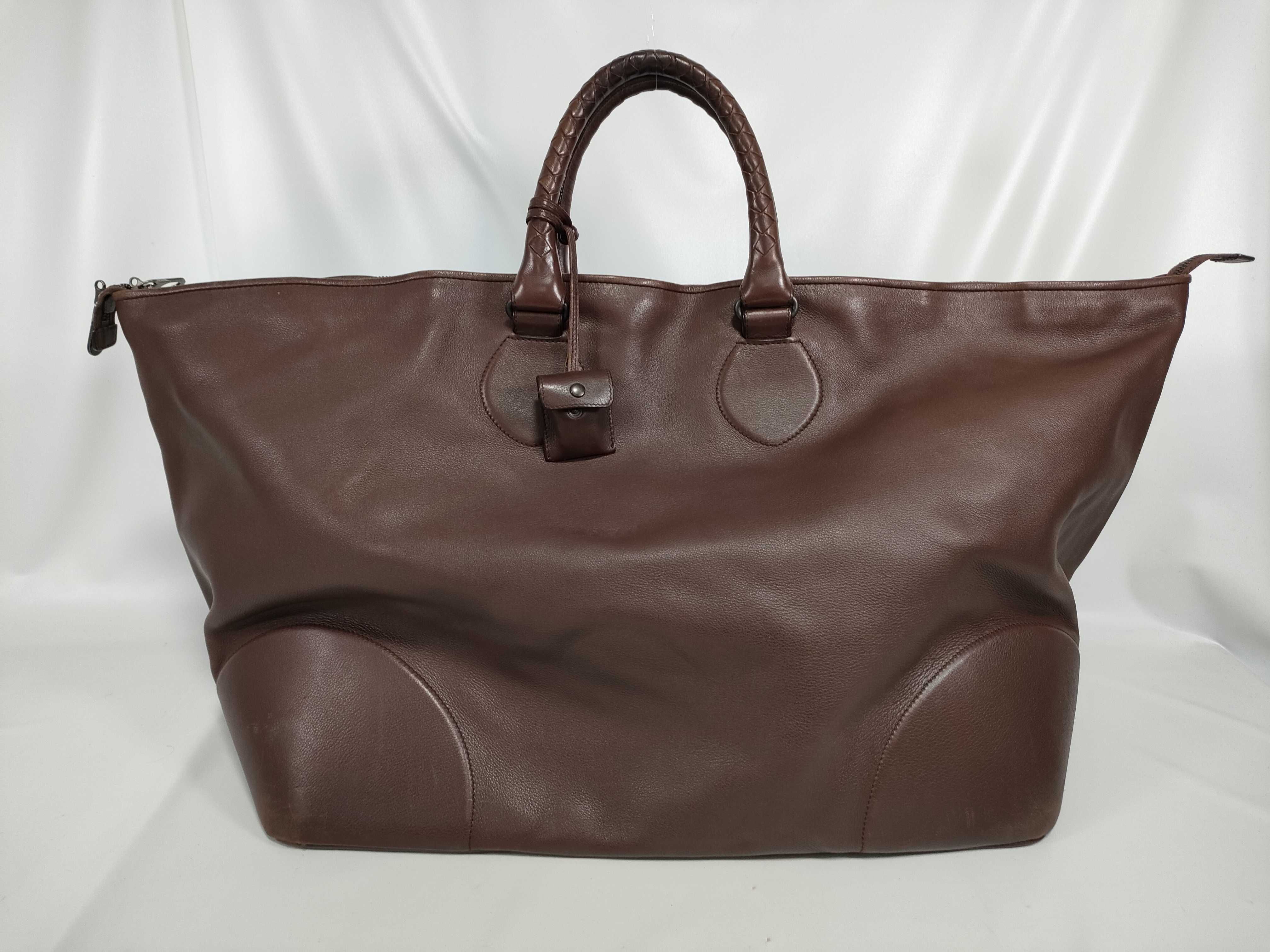 Leather Boston Bag, Brown