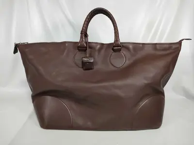 Leather Boston Bag, Brown