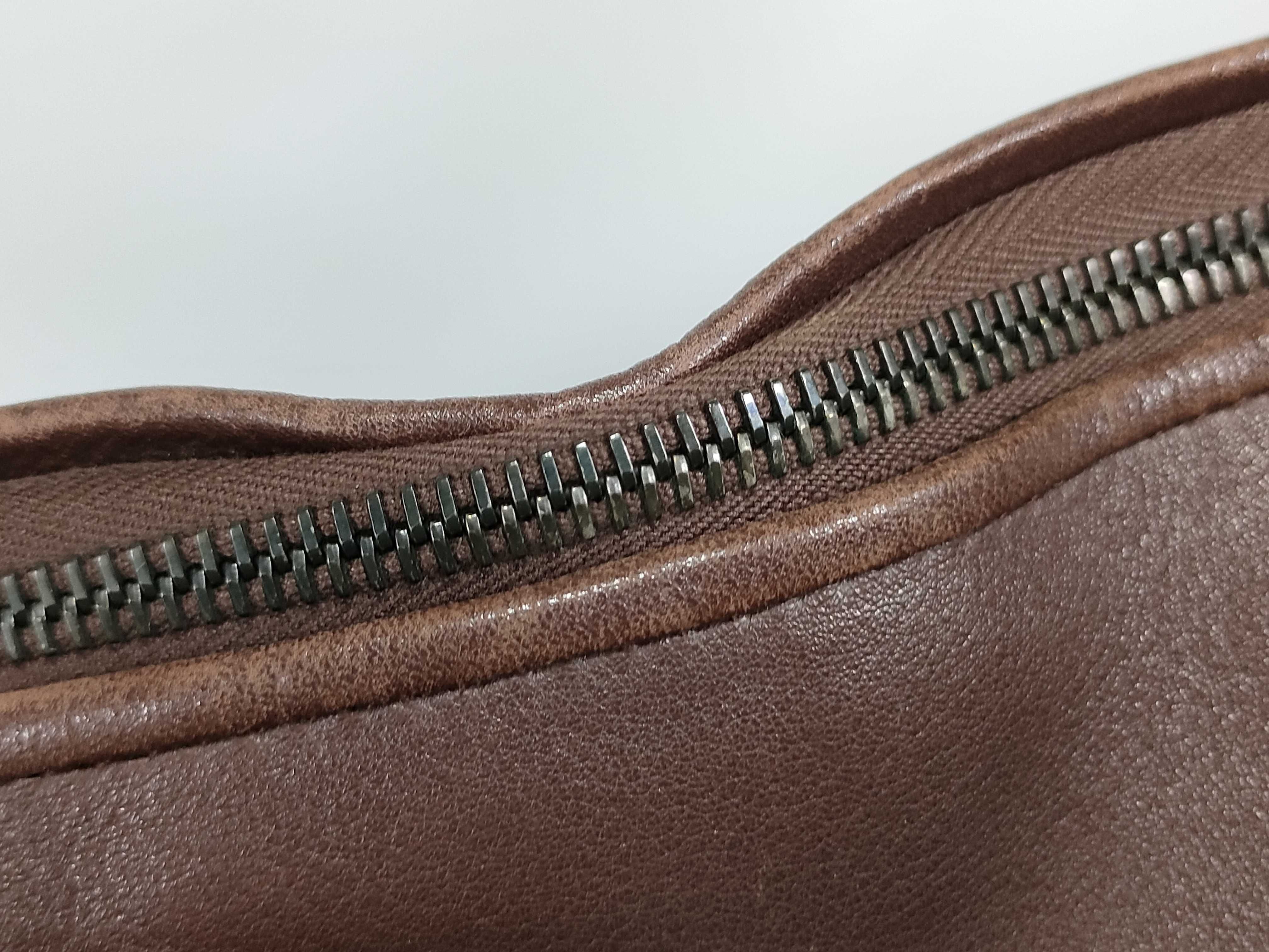 Leather Boston Bag, Brown — view 11
