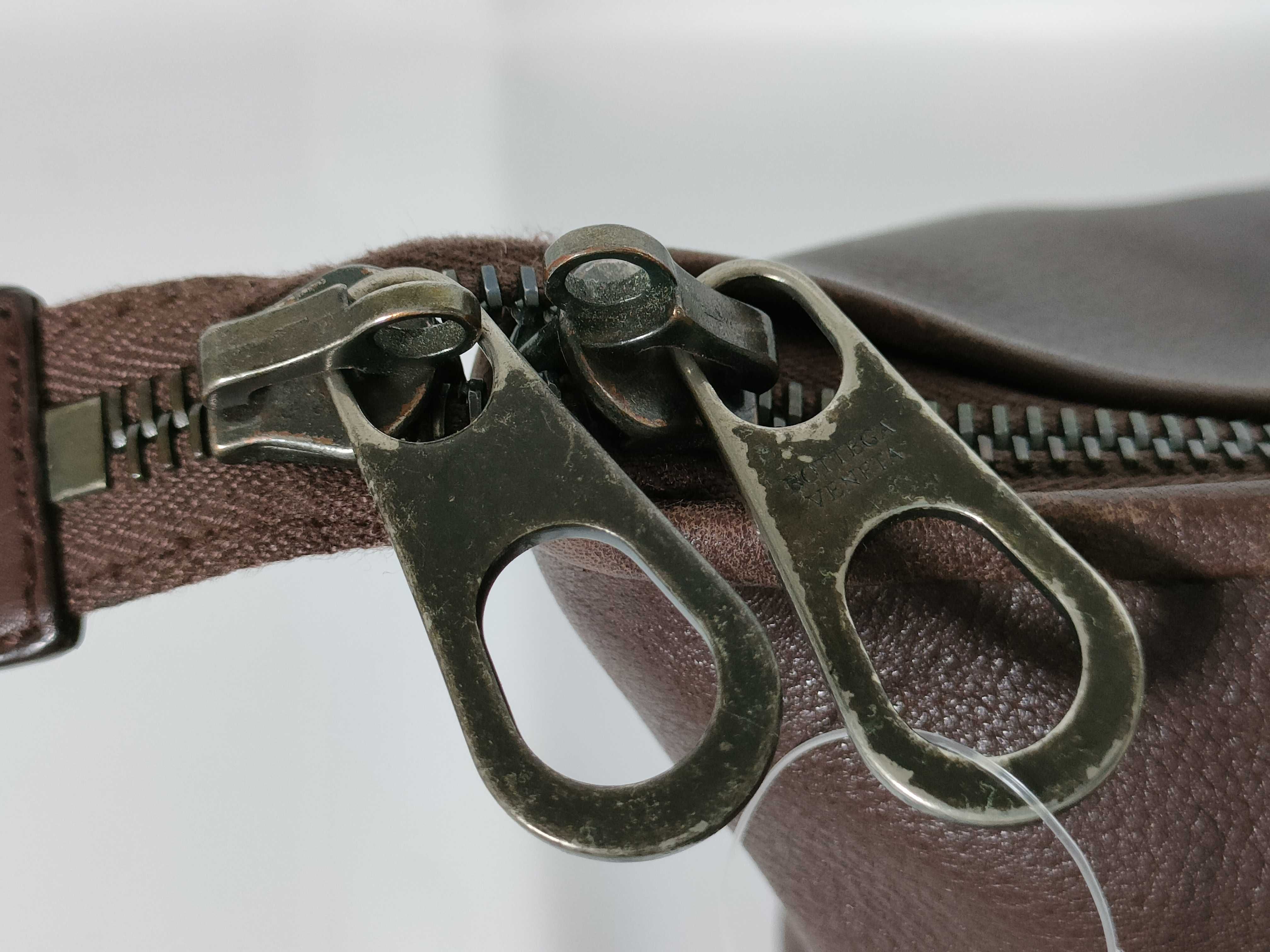 Leather Boston Bag, Brown — view 12